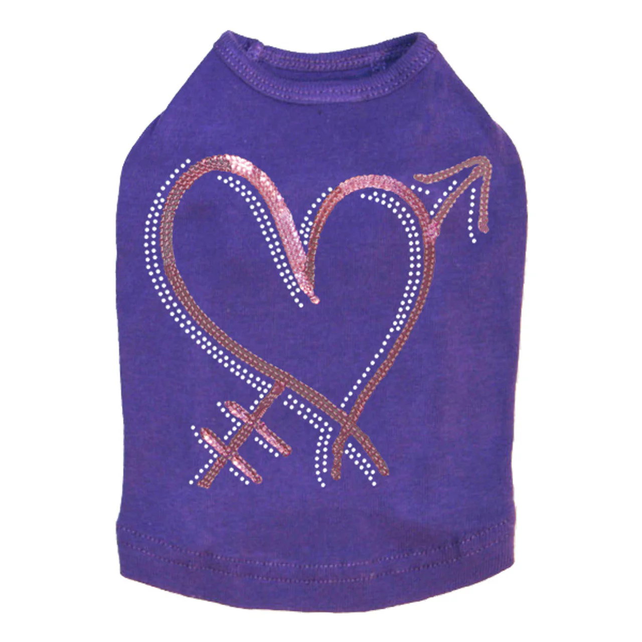 Pink Sequin Heart with Arrow - Dog Tank - Image 3