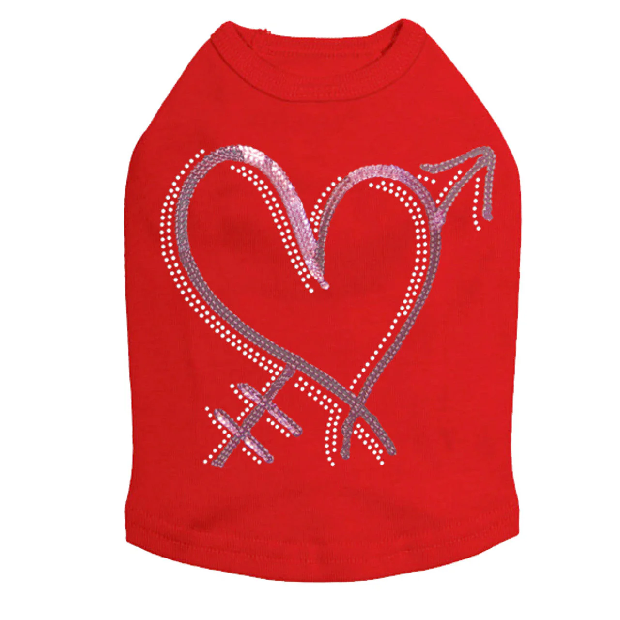 Pink Sequin Heart with Arrow - Dog Tank - Image 4