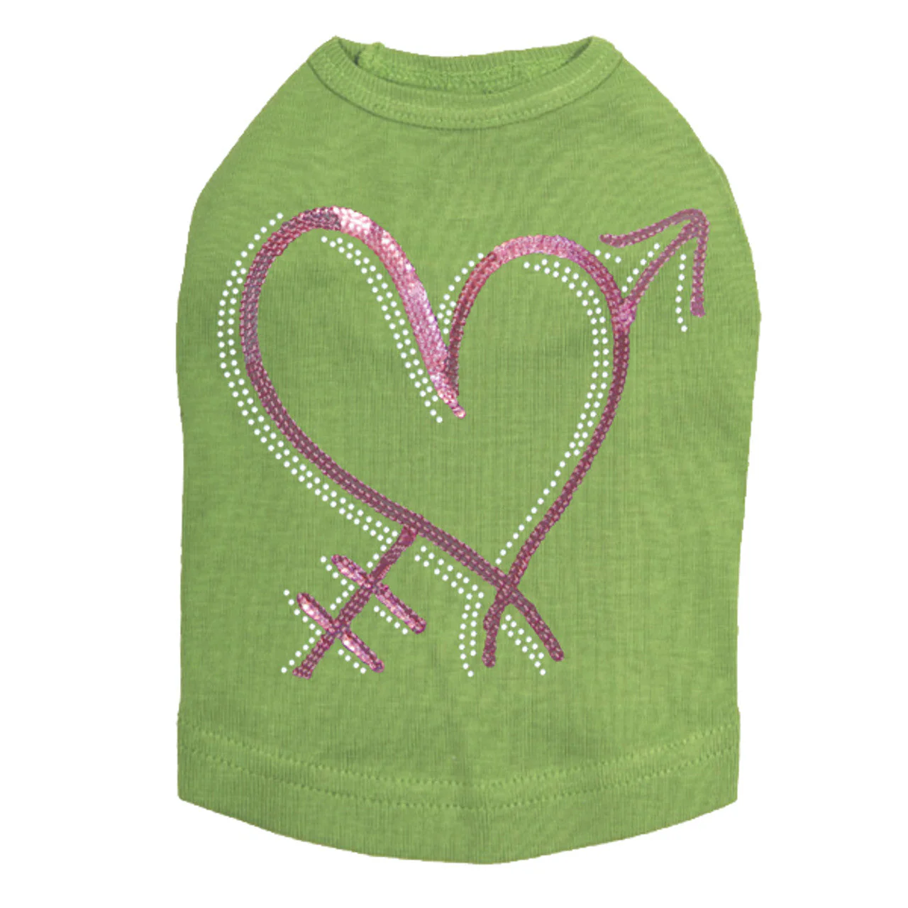 Pink Sequin Heart with Arrow - Dog Tank - Image 6
