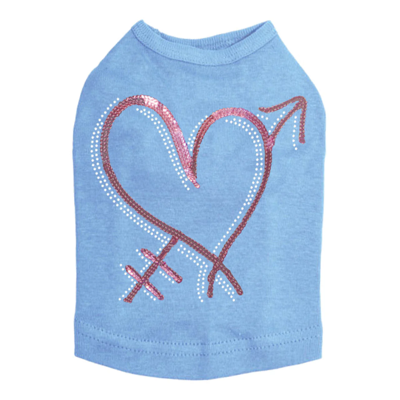 Pink Sequin Heart with Arrow - Dog Tank - Image 7