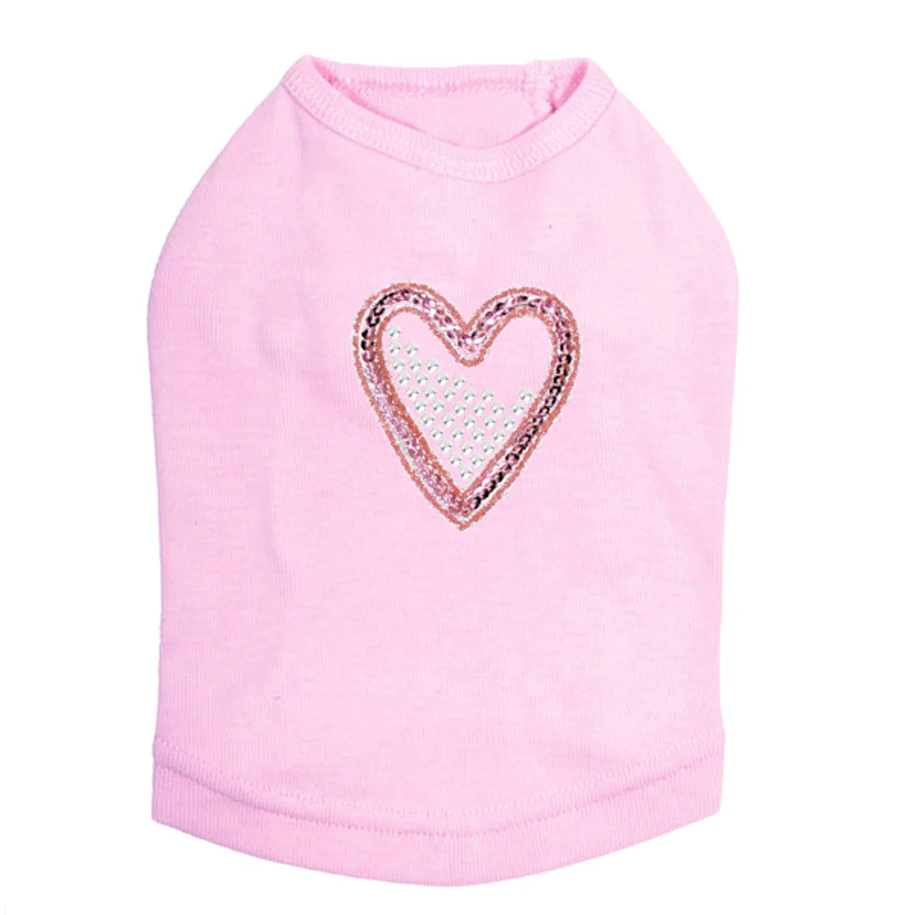 Pink Sequin & Rhinestone Heart - Dog Tank - Image 2