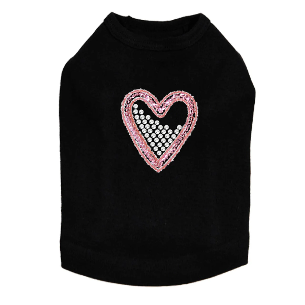 Pink Sequin & Rhinestone Heart - Dog Tank - Image 9