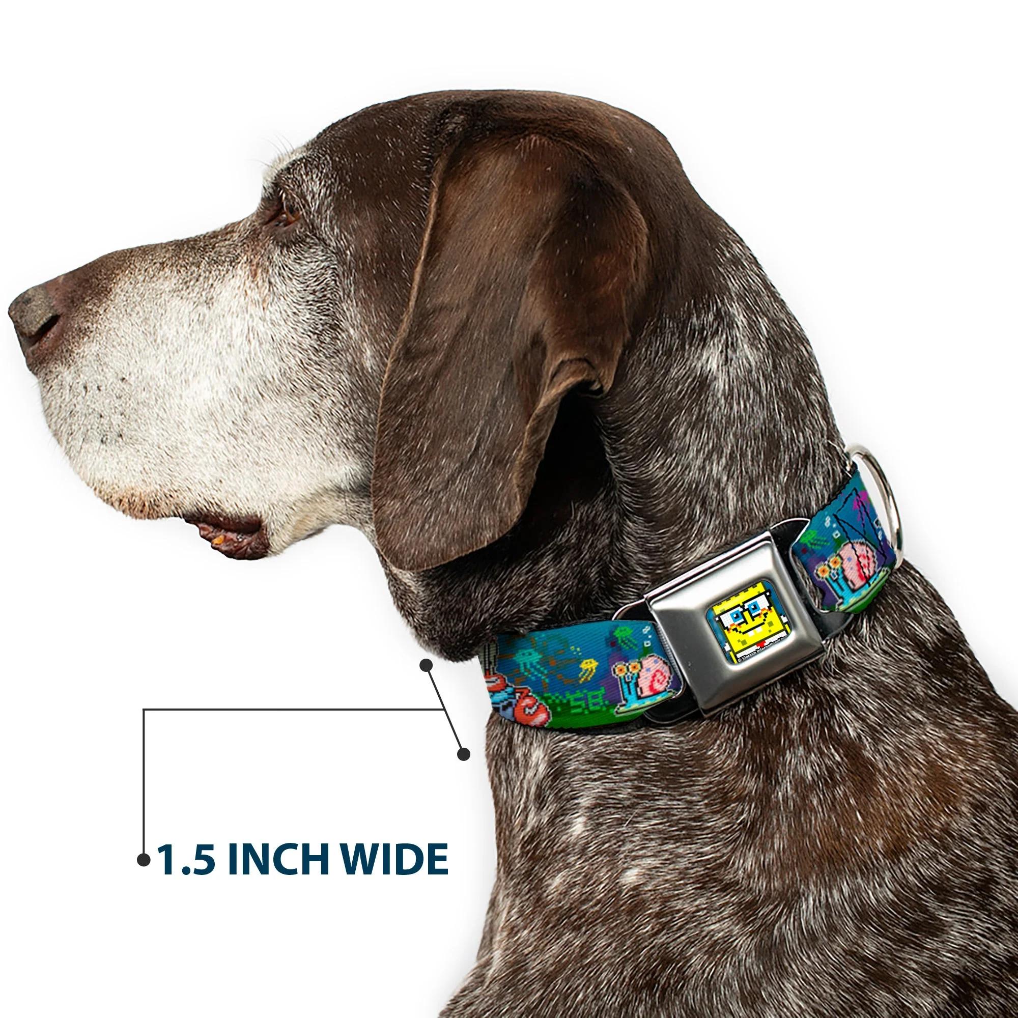Pixelated SpongeBob Nerd Pose Full Color Blue Seatbelt Buckle Collar - SpongeBob & Friends 8-Bit Scene - Image 7