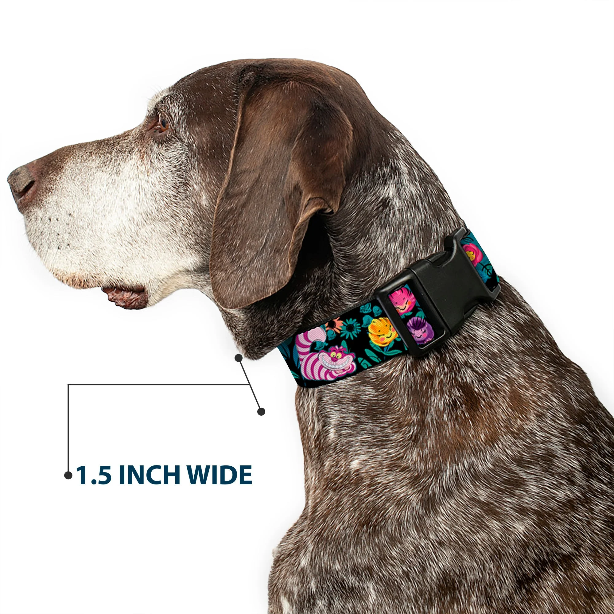 Plastic Clip Collar - Alice/Cheshire Cat/Flowers Poses Black/Multi Color - Image 7