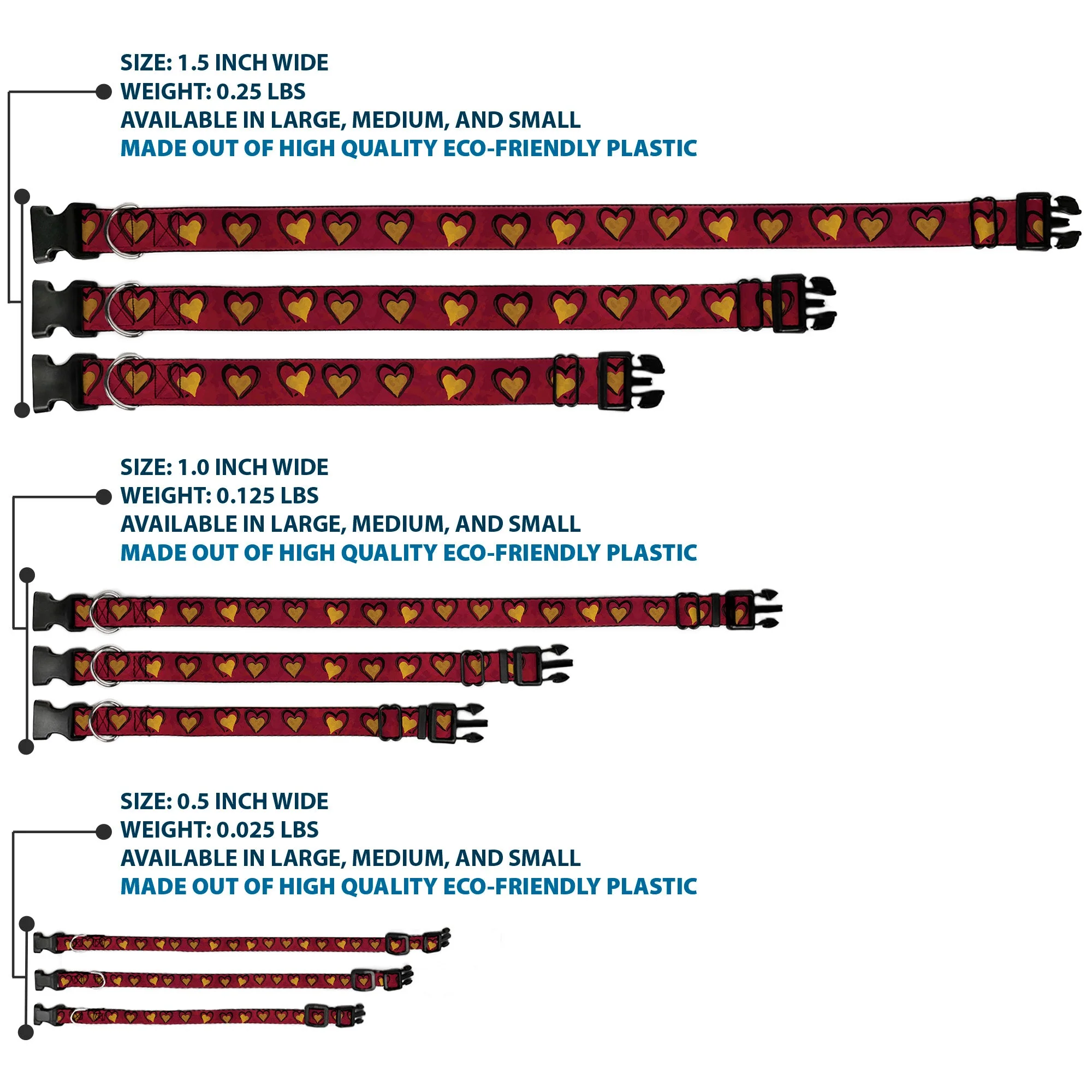 Plastic Clip Collar - Alice in Wonderland Queens Hearts Reds/Black/Gold - Image 3