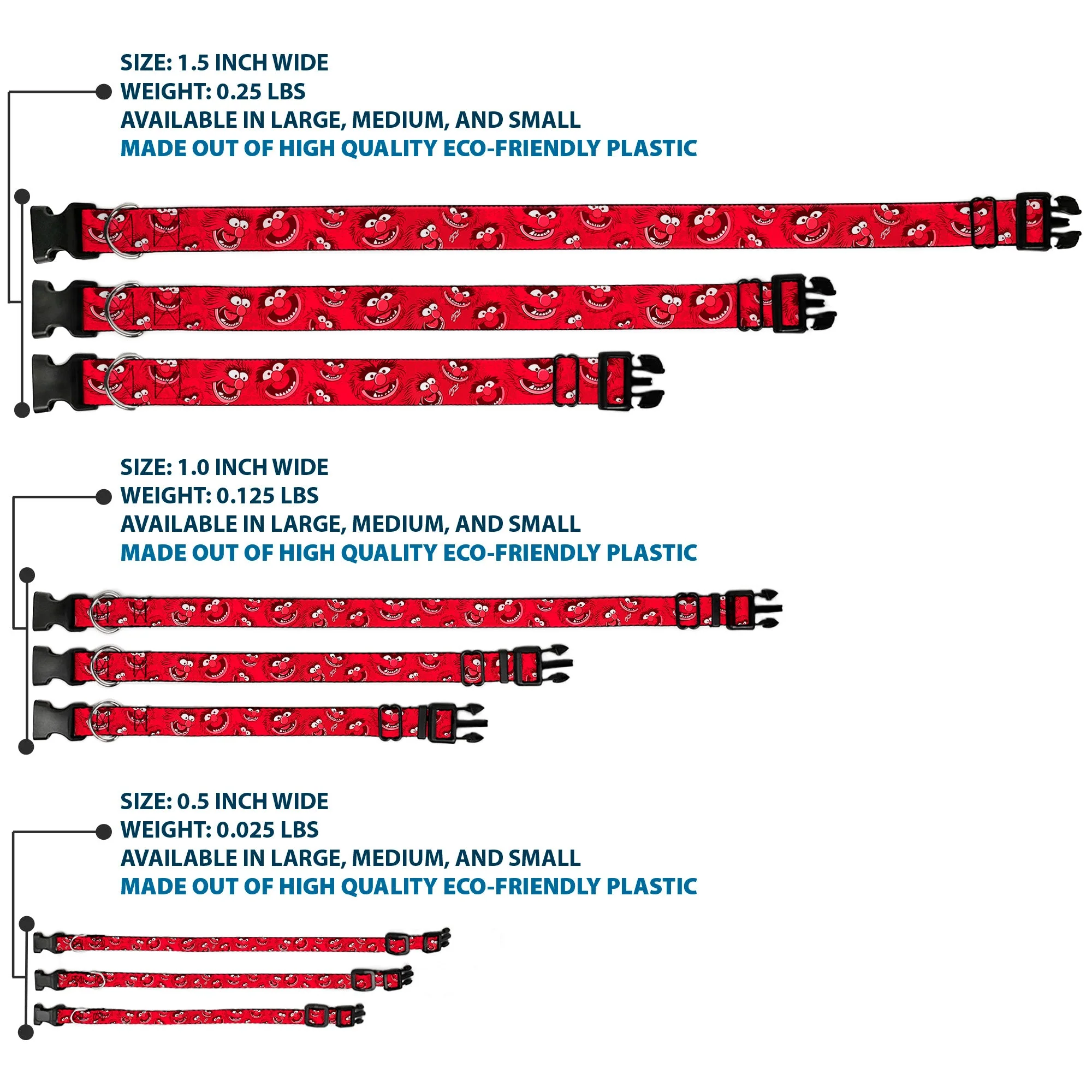 Plastic Clip Collar - Animal Expressions Scattered Reds - Image 3