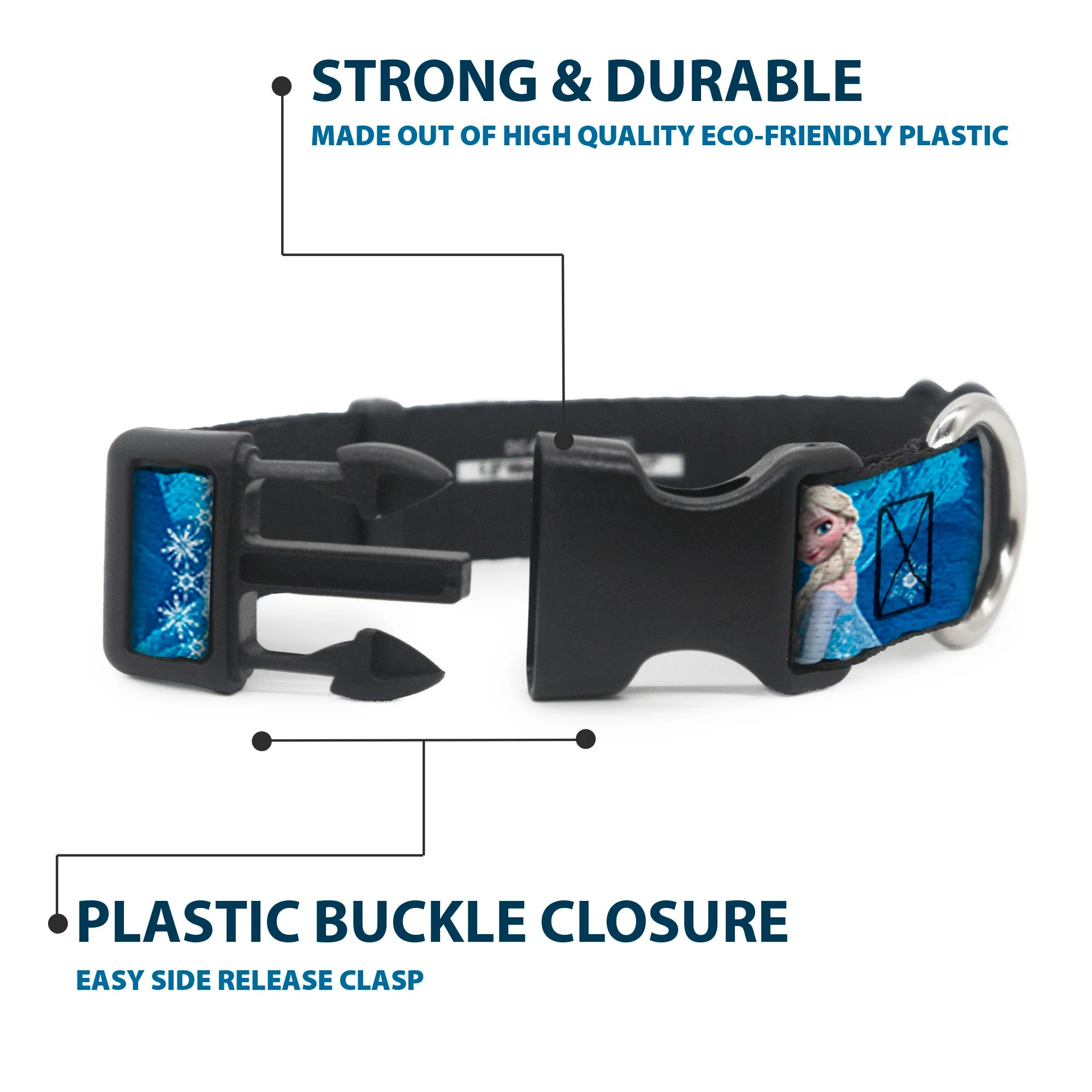Plastic Clip Collar - Anna & Elsa Poses/Castle & Mountains Blues - Image 4