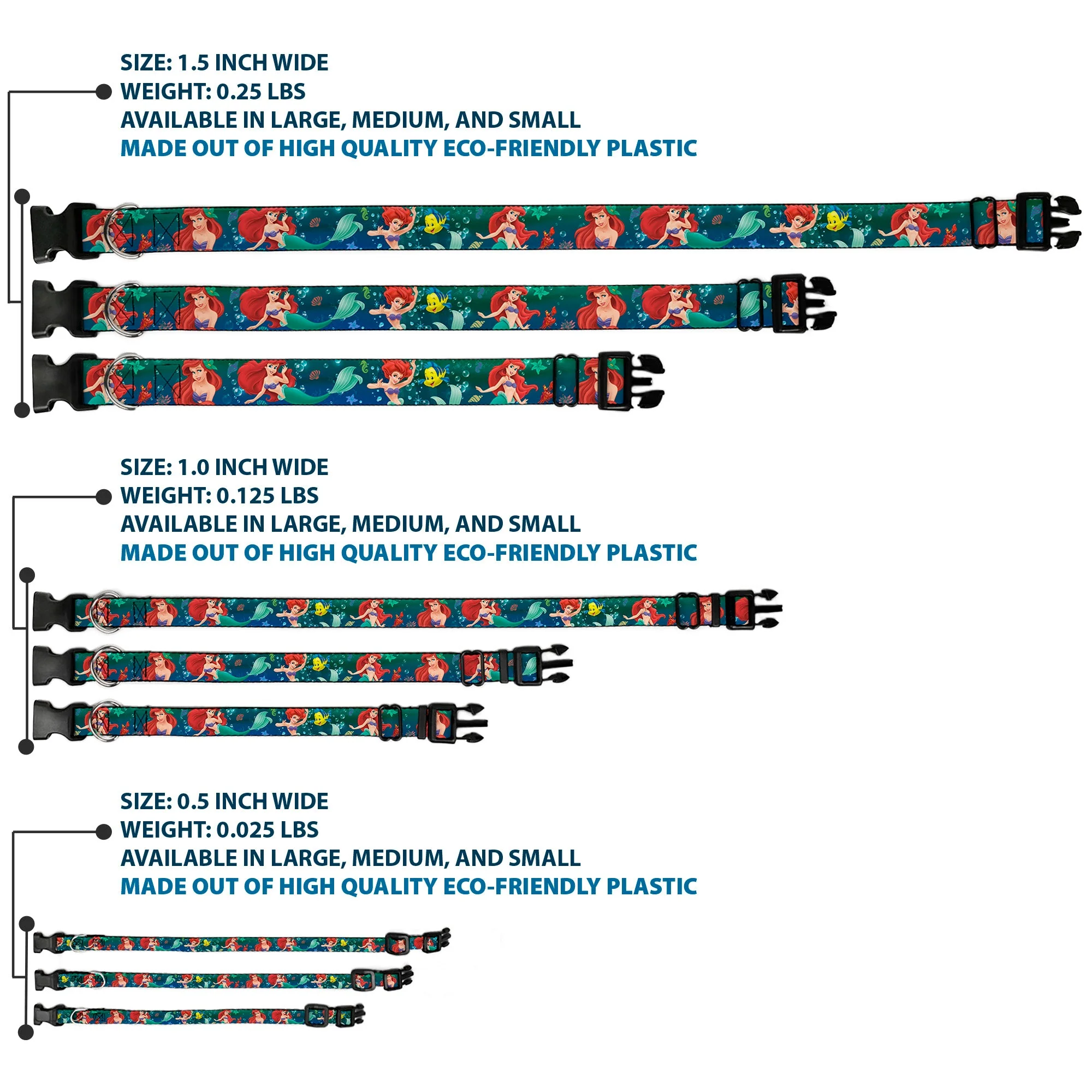 Plastic Clip Collar - Ariel Poses w/Flounder Green/Blue Fade - Image 3