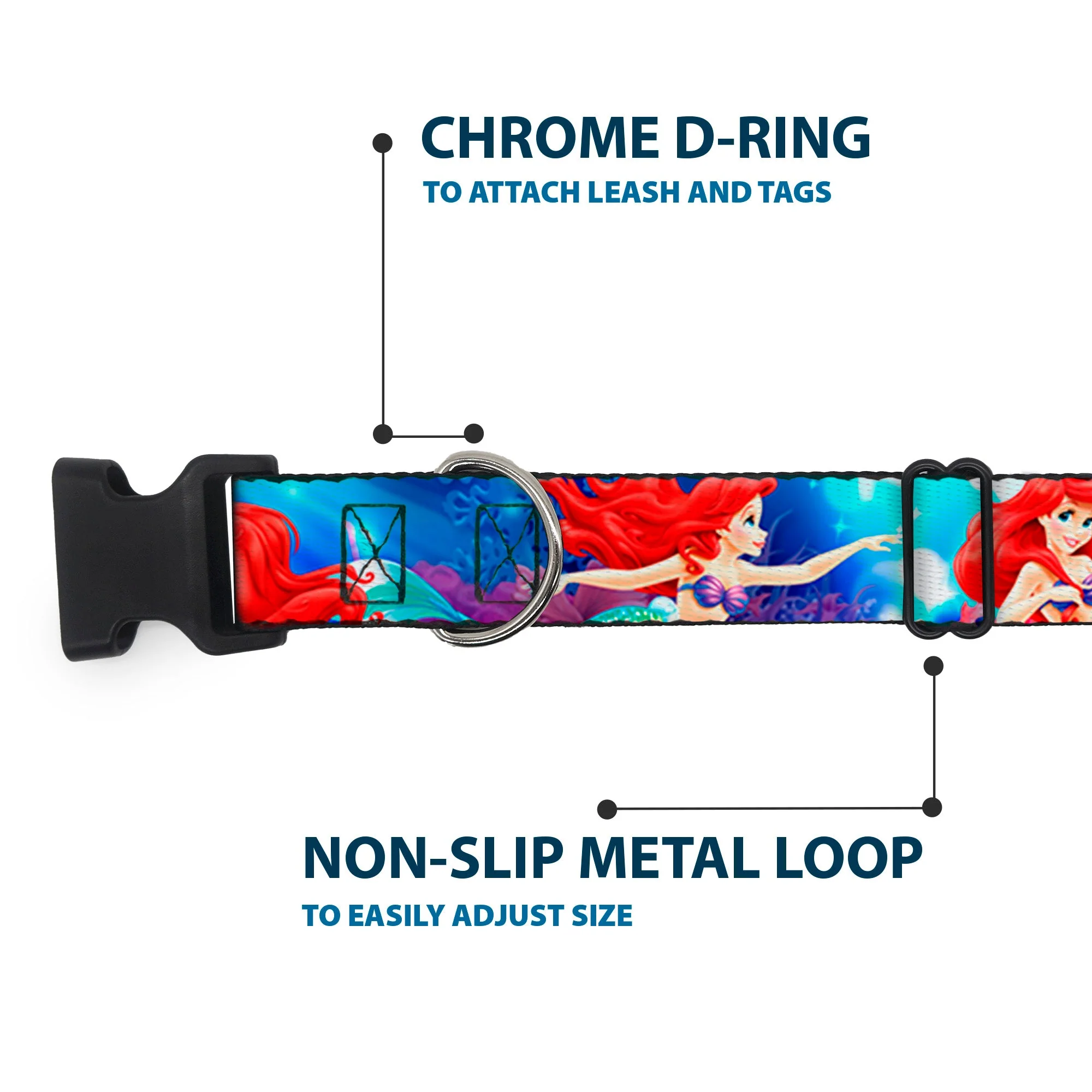 Plastic Clip Collar - Ariel Vivid Underwater Sparkle Poses/Castle - Image 5