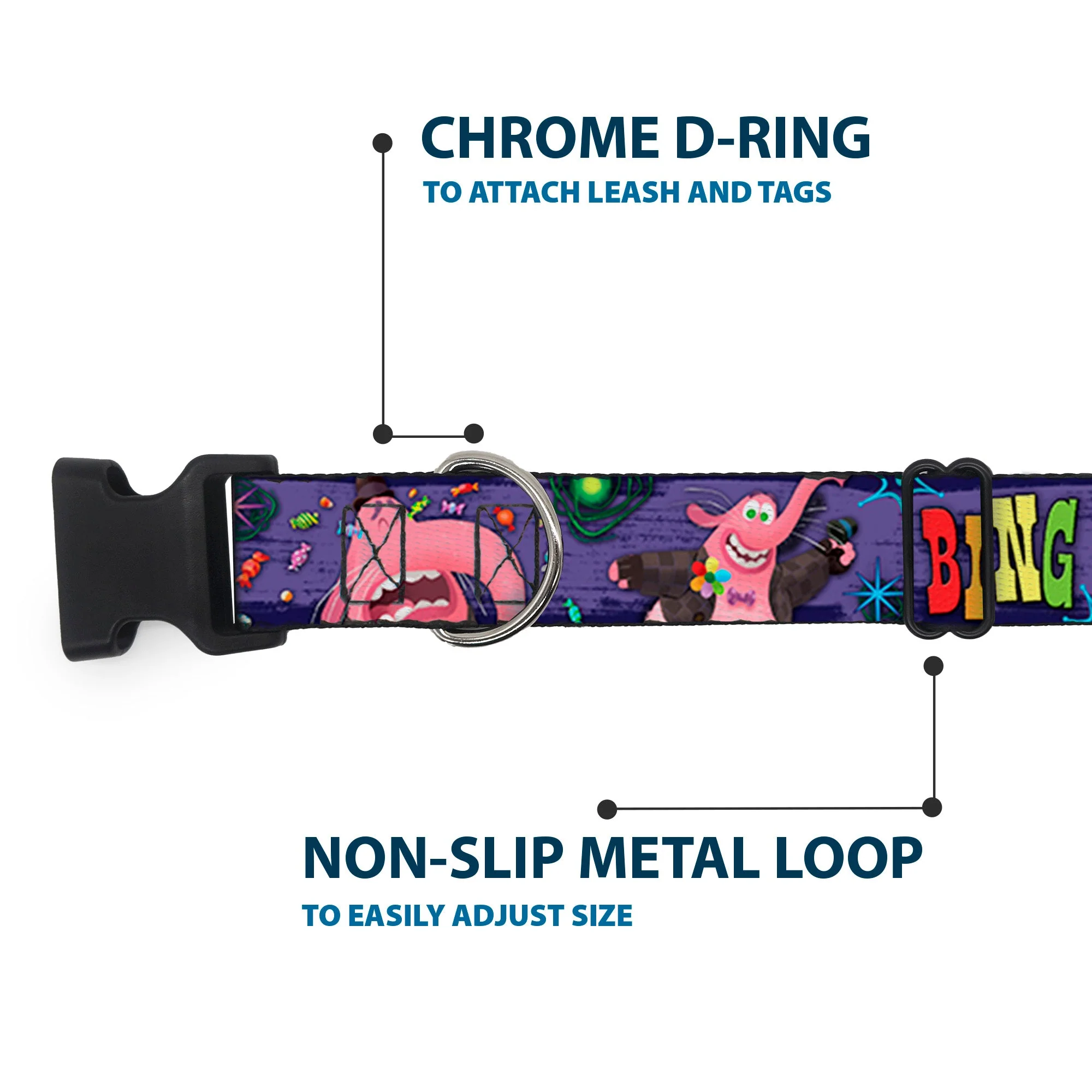 Plastic Clip Collar - BING BONG Poses/Candy Purples/Multi Color - Image 5