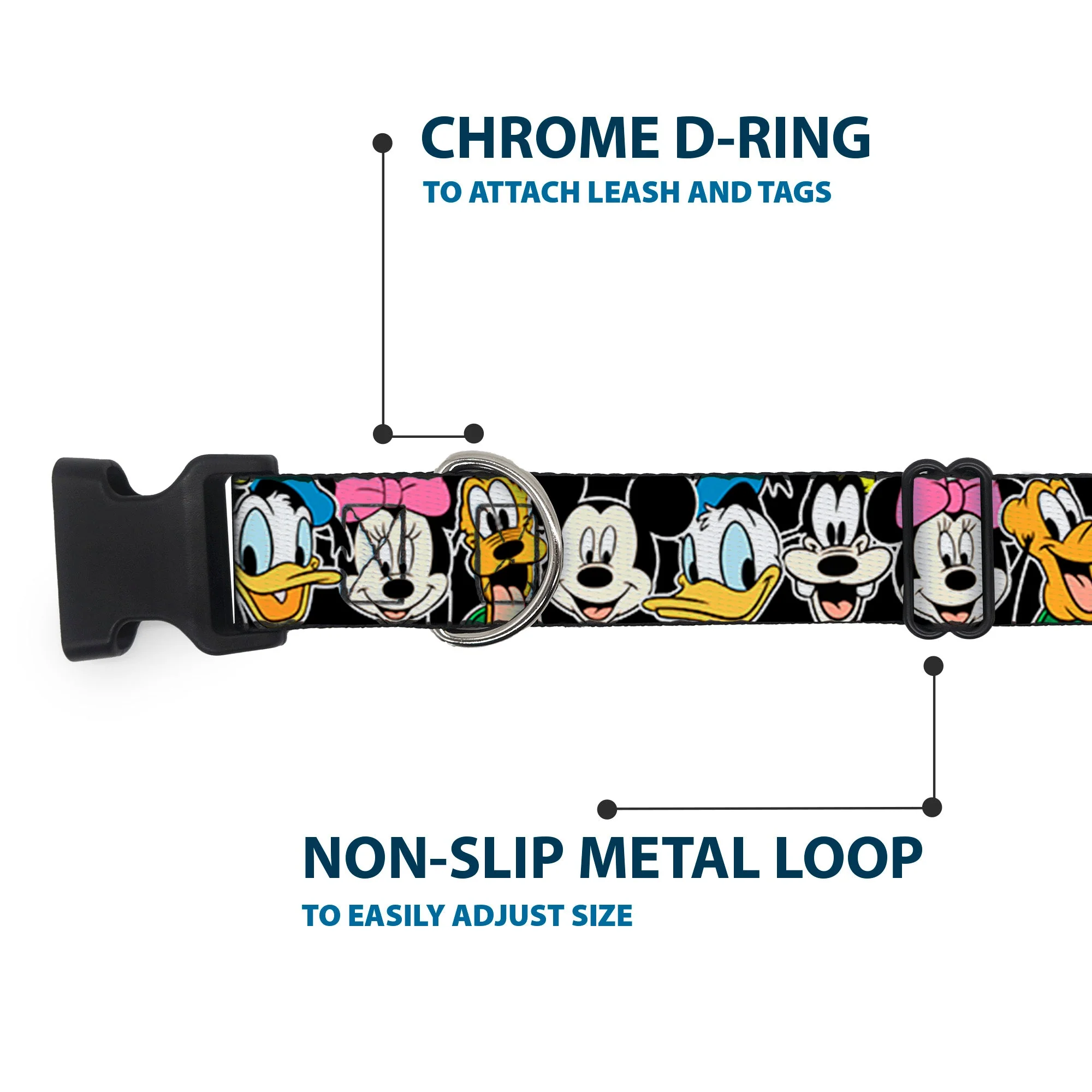 Plastic Clip Collar - Classic Disney Character Faces Black - Image 5
