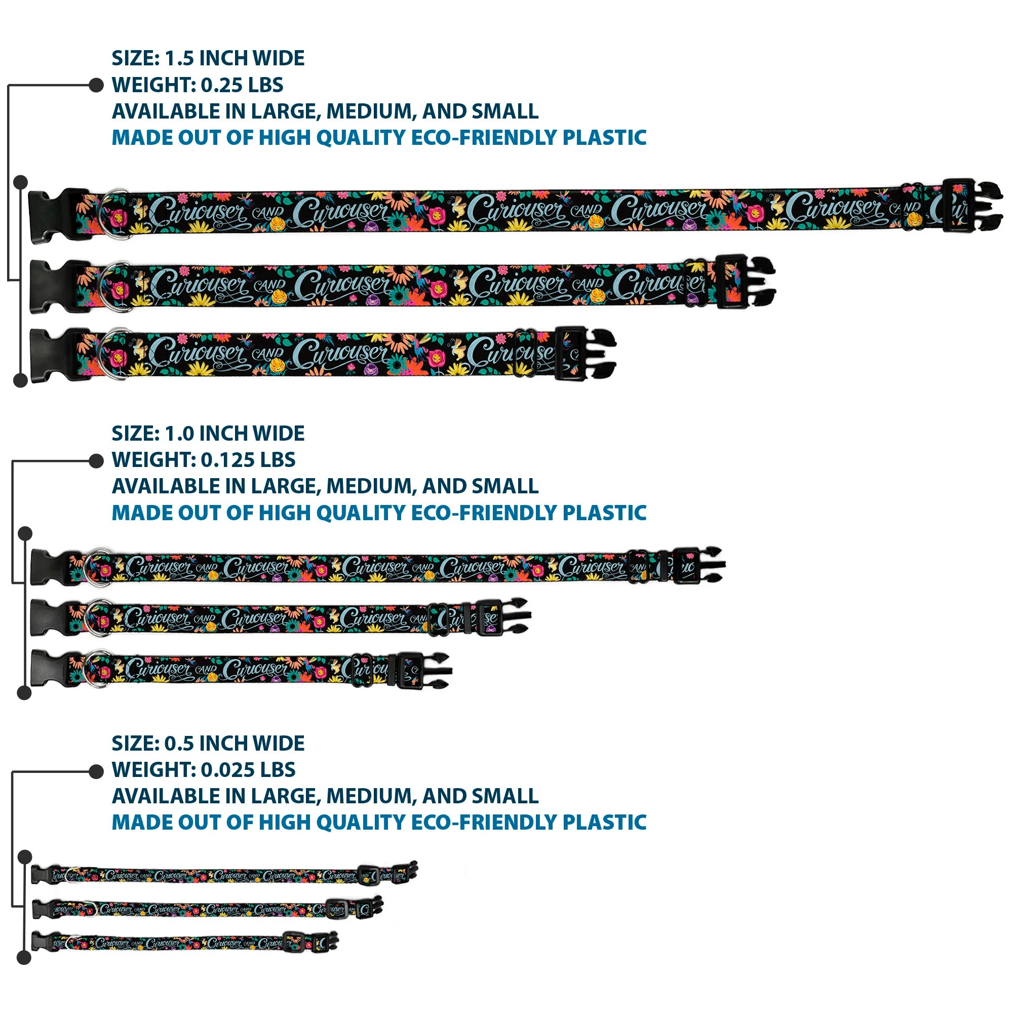 Plastic Clip Collar - CURIOUSER AND CURIOUSER/Flowers of Wonderland Collage - Image 3