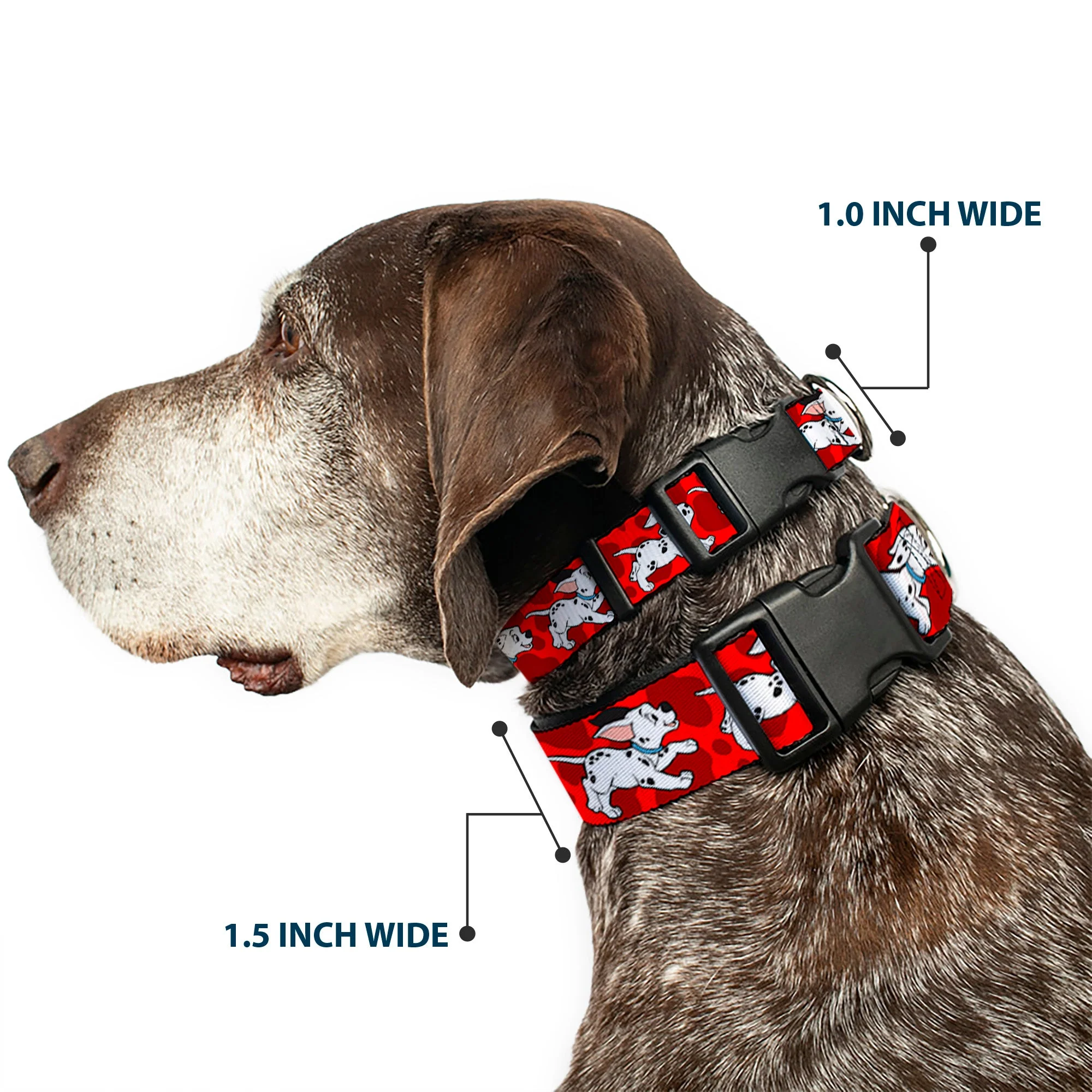 Plastic Clip Collar - Dalmatians Running/Paws Reds/White/Black - Image 2