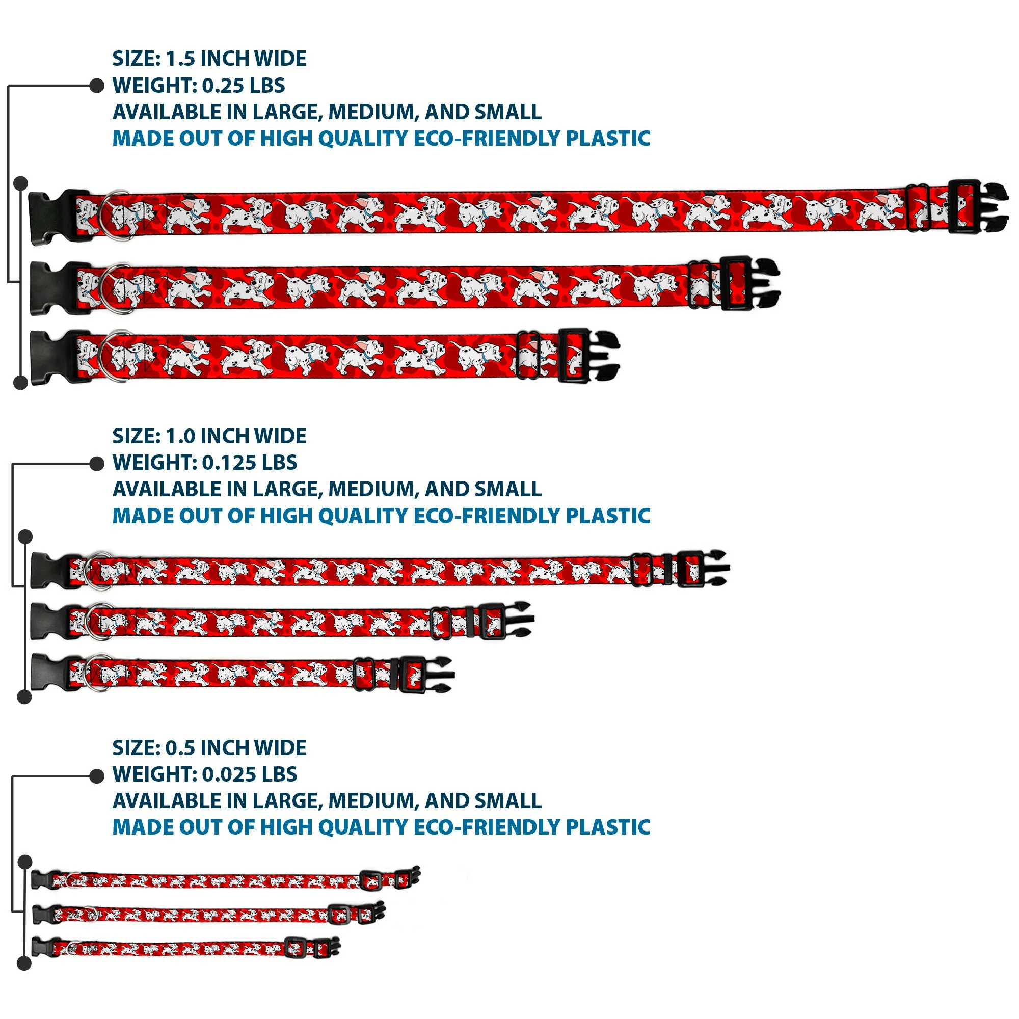 Plastic Clip Collar - Dalmatians Running/Paws Reds/White/Black - Image 3