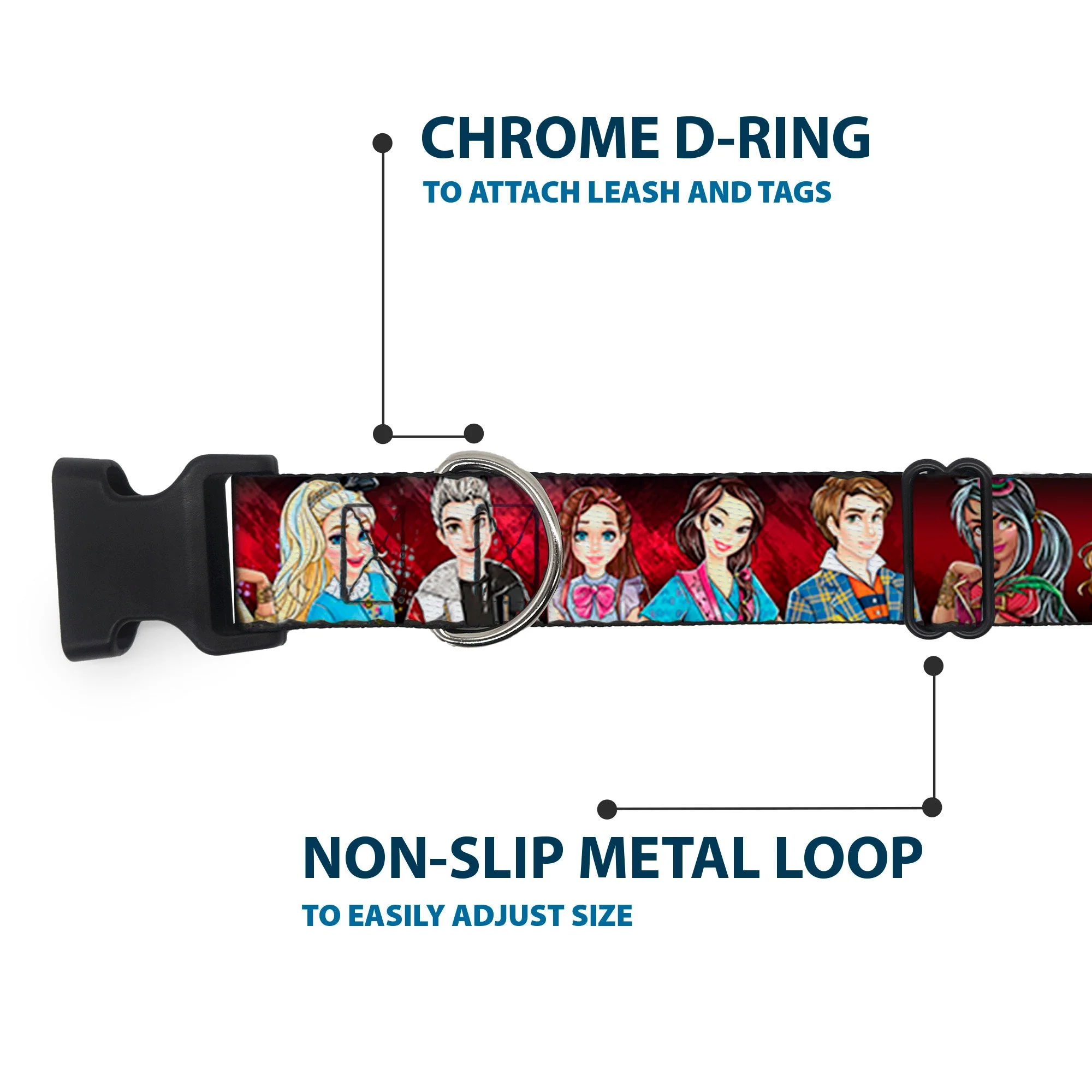 Plastic Clip Collar - Descendants 11-Character Group Pose Reds/Gray - Image 5