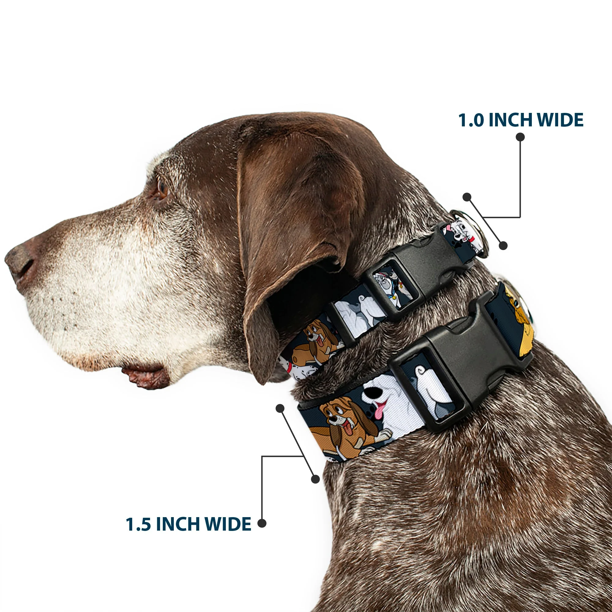 Plastic Clip Collar - Disney Dogs 6-Dog Group Collage/Paws Gray/Black - Image 2