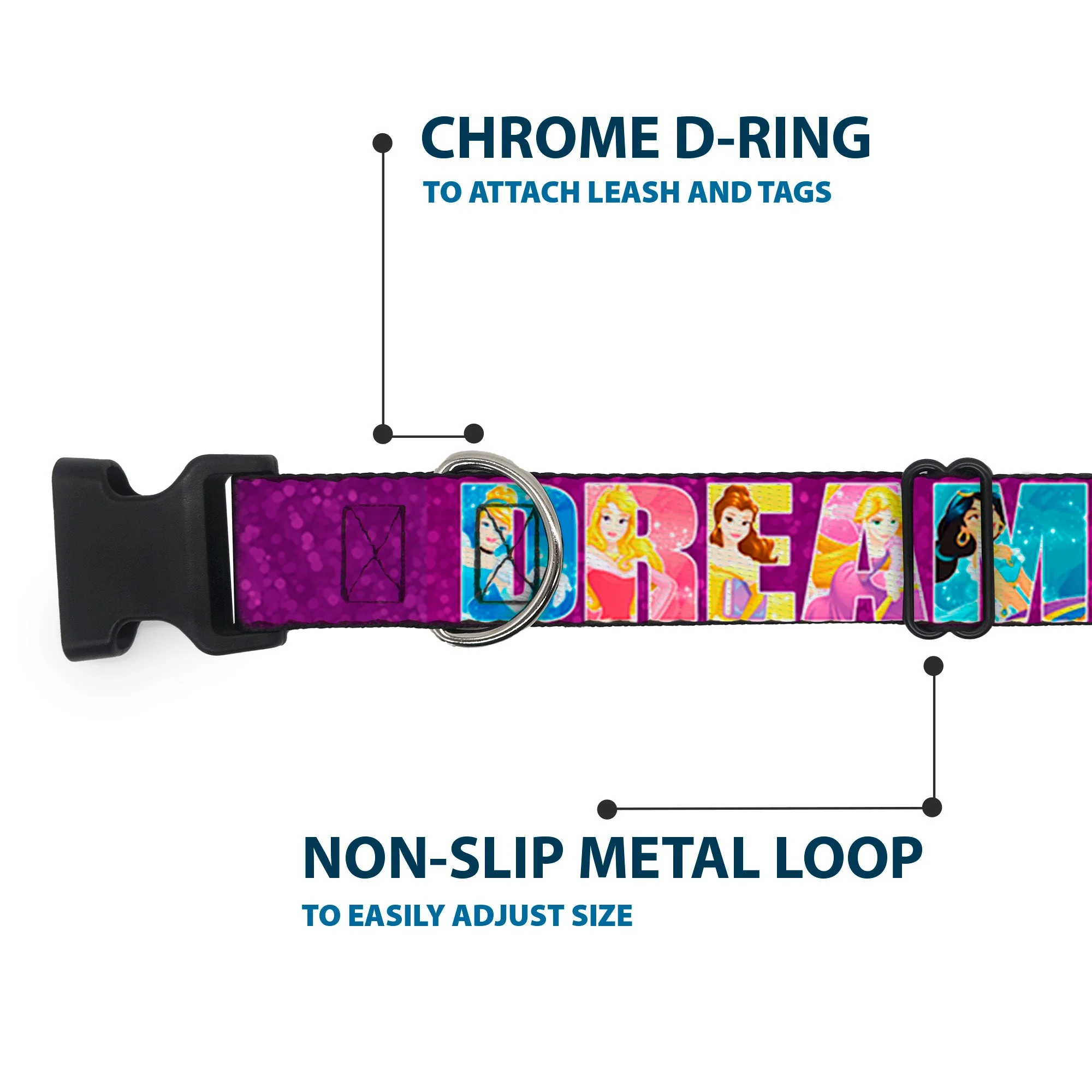 Plastic Clip Collar - Disney DREAMER 7-Sparkling Princesses/Tiara Purple/White - Image 5