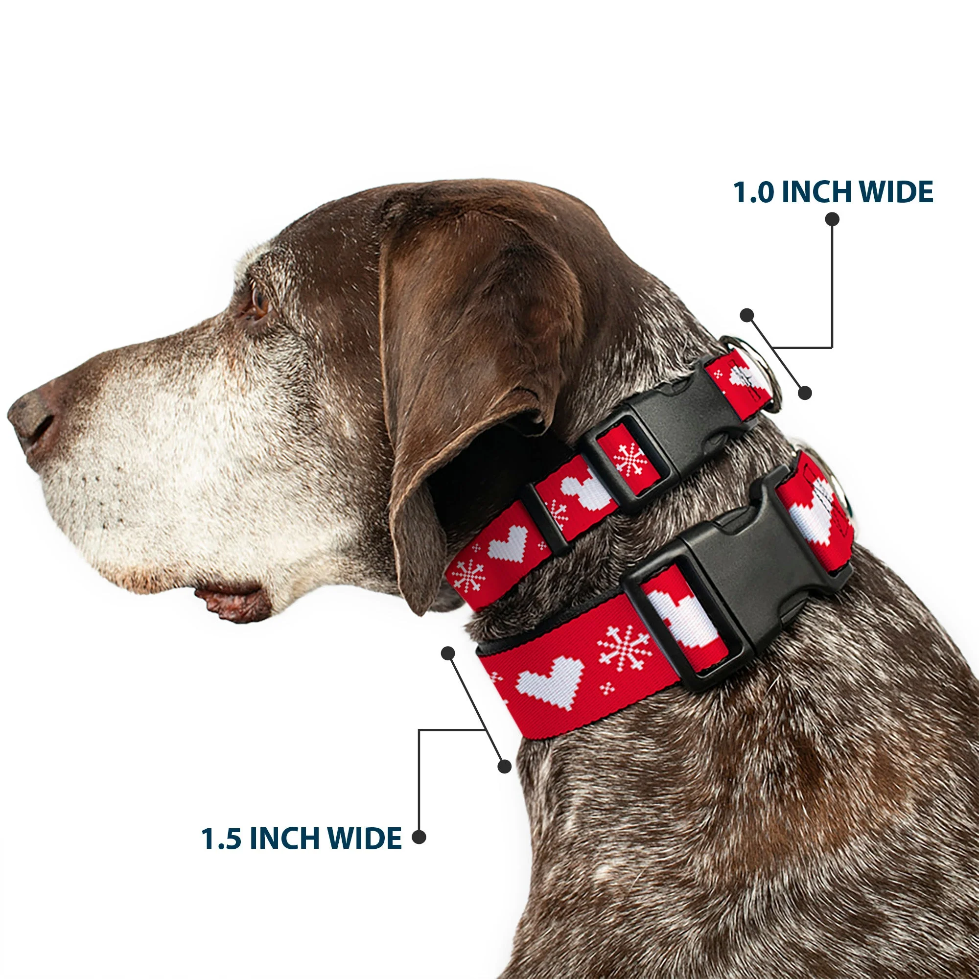 Plastic Clip Collar - Disney Holiday Mickey Mouse Heart Sweater Stitch Red/White - Image 2