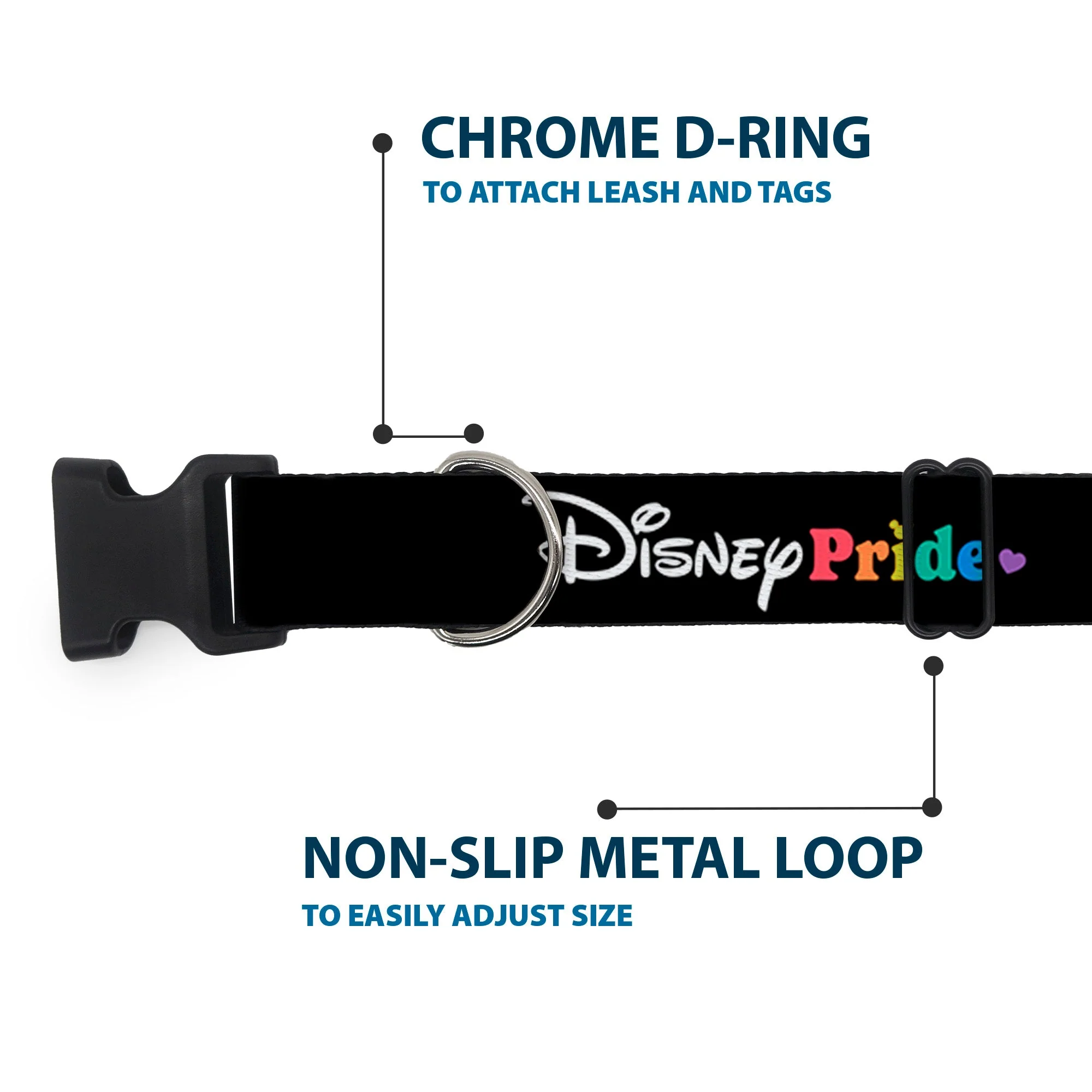 Plastic Clip Collar - DISNEY PRIDE Signature Logo Black/White/Rainbow - Image 5