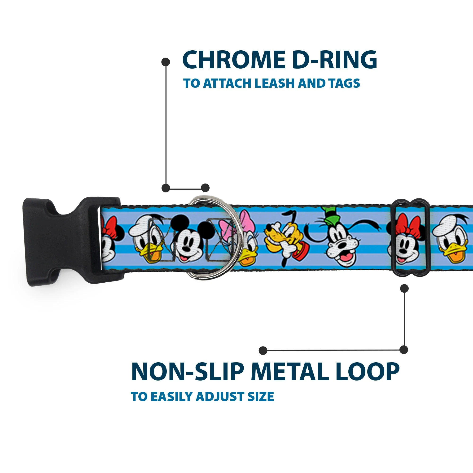 Plastic Clip Collar - Disney The Sensational Six Smiling Faces Stripe Blues - Image 5