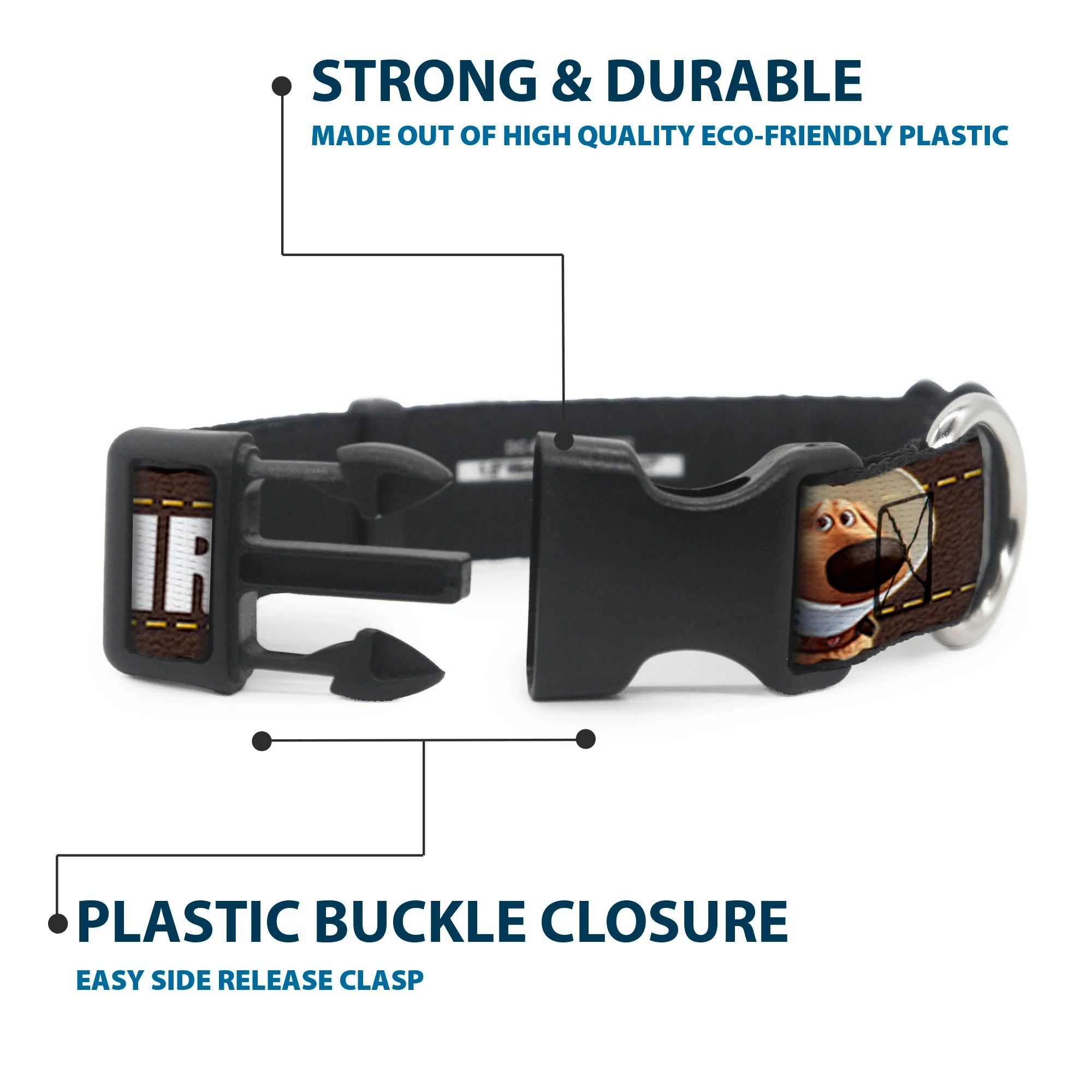 Plastic Clip Collar - Dug 3-Poses/SQUIRREL! Brown/Yellow/White - Image 4