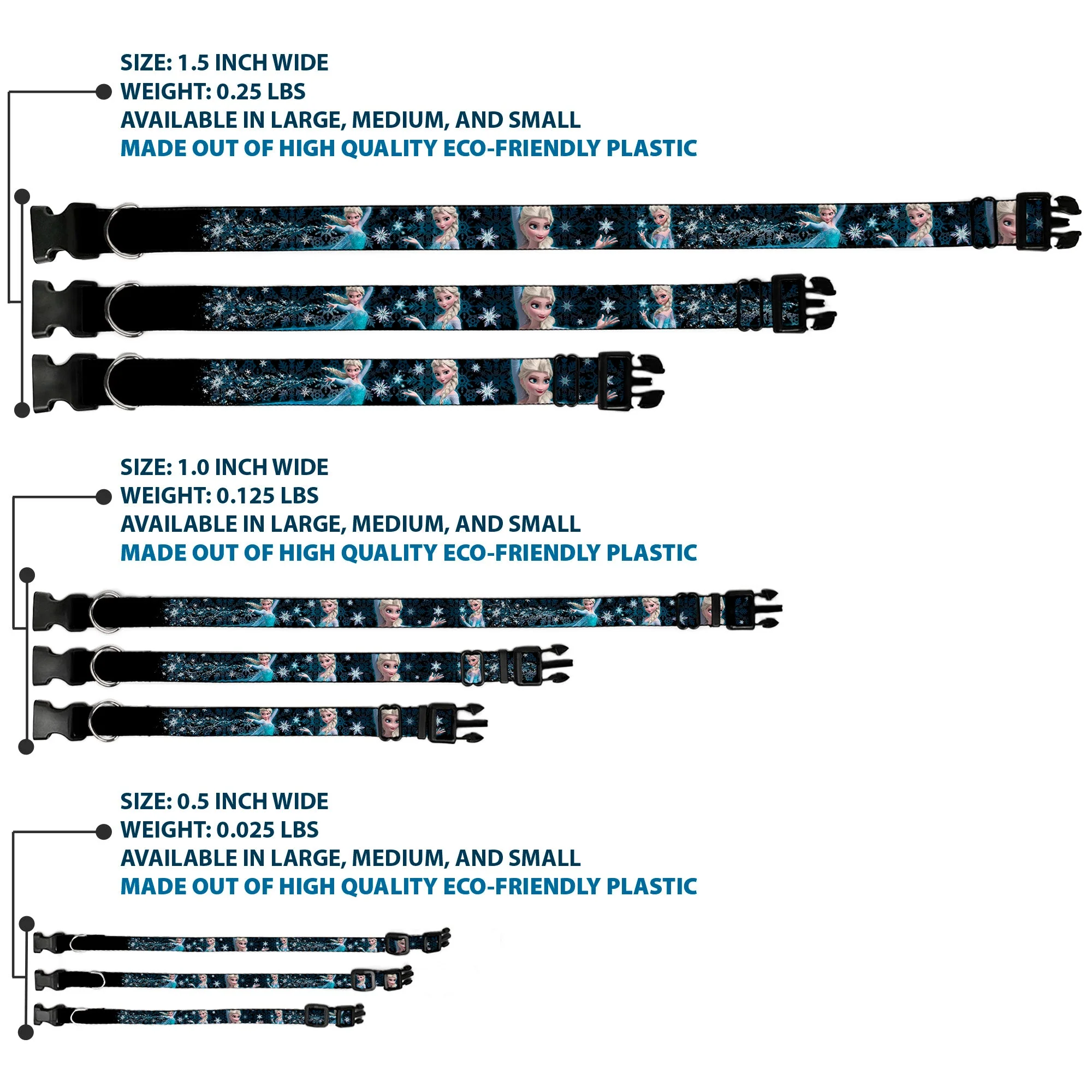Plastic Clip Collar - Elsa the Snow Queen Poses PERFECT AND POWERFUL Blues/White - Image 3