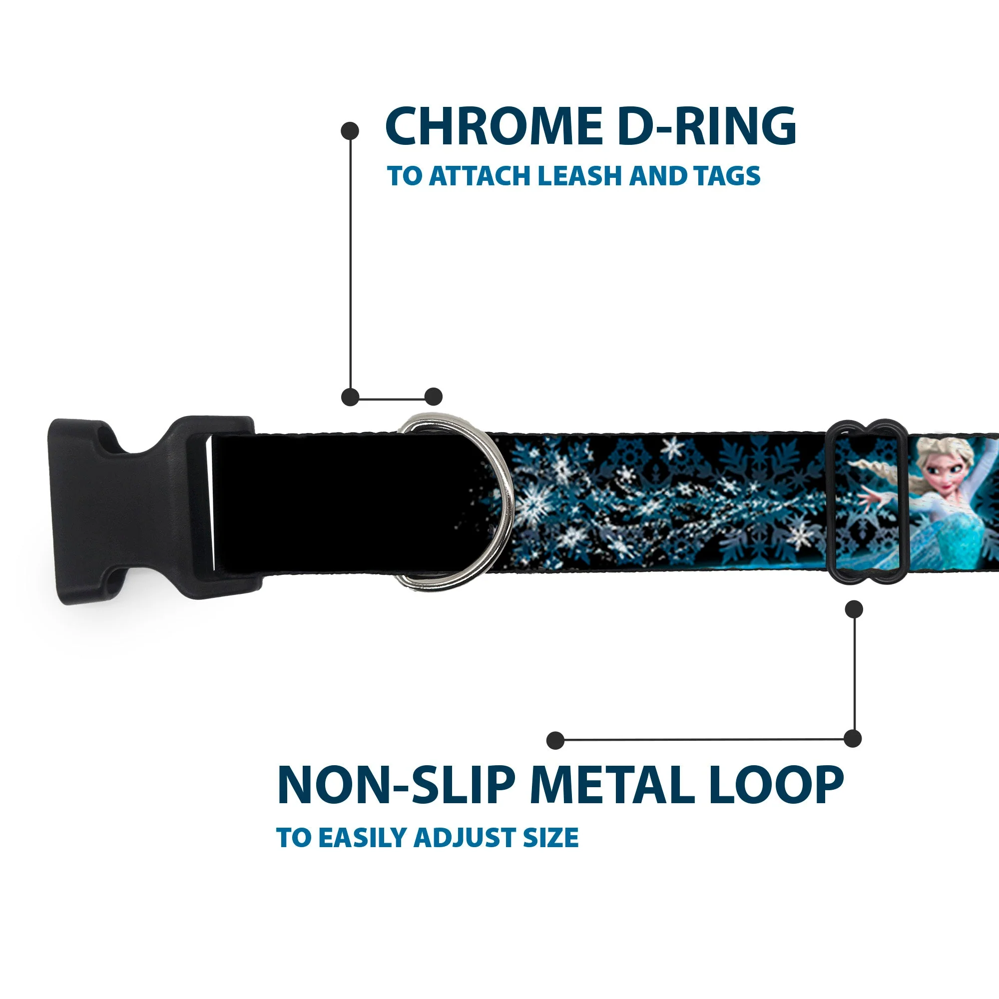 Plastic Clip Collar - Elsa the Snow Queen Poses PERFECT AND POWERFUL Blues/White - Image 5