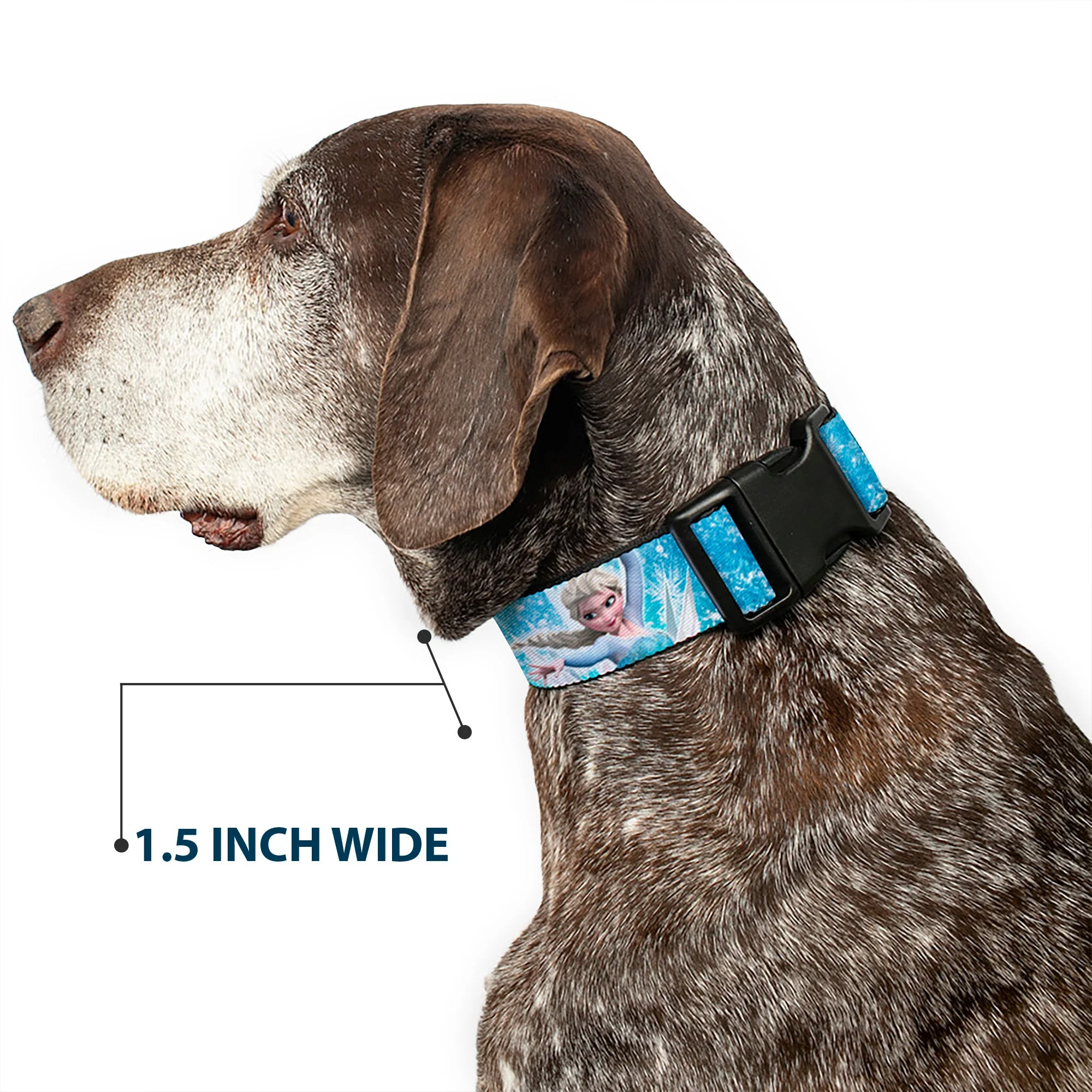 Plastic Clip Collar - Frozen Elsa Face/Action Pose/Snowflakes Blues/White - Image 7
