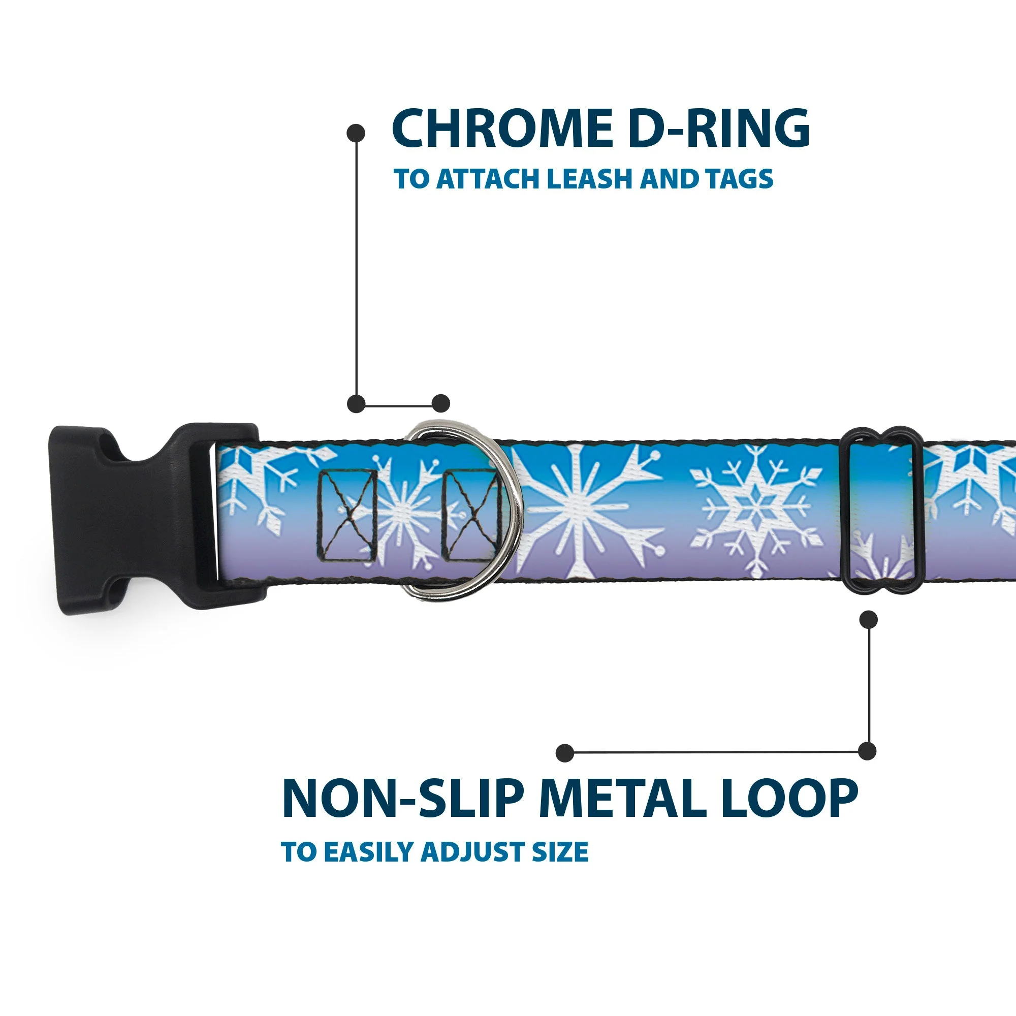 Plastic Clip Collar - Frozen II Snowflakes Blues/Purples/White - Image 5