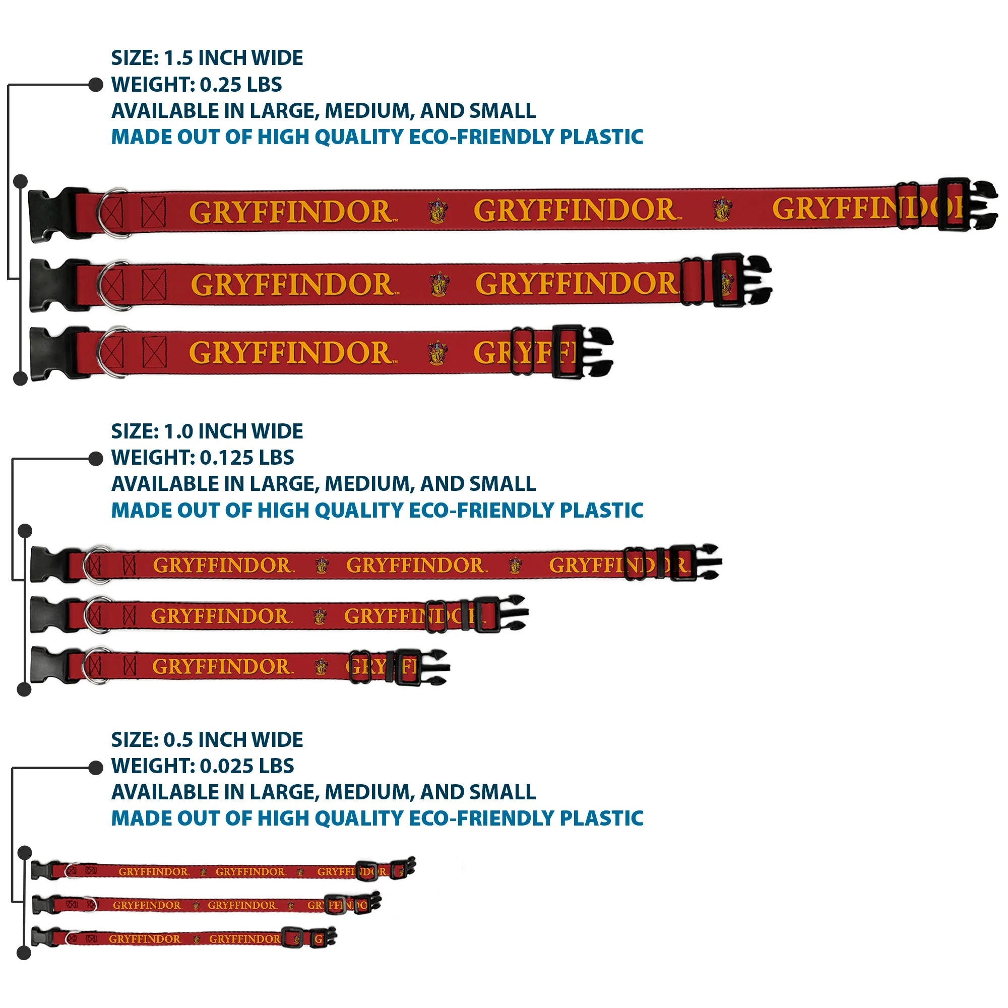 Plastic Clip Collar - Harry Potter GRYFFINDOR & Crest Black/Red - Image 3