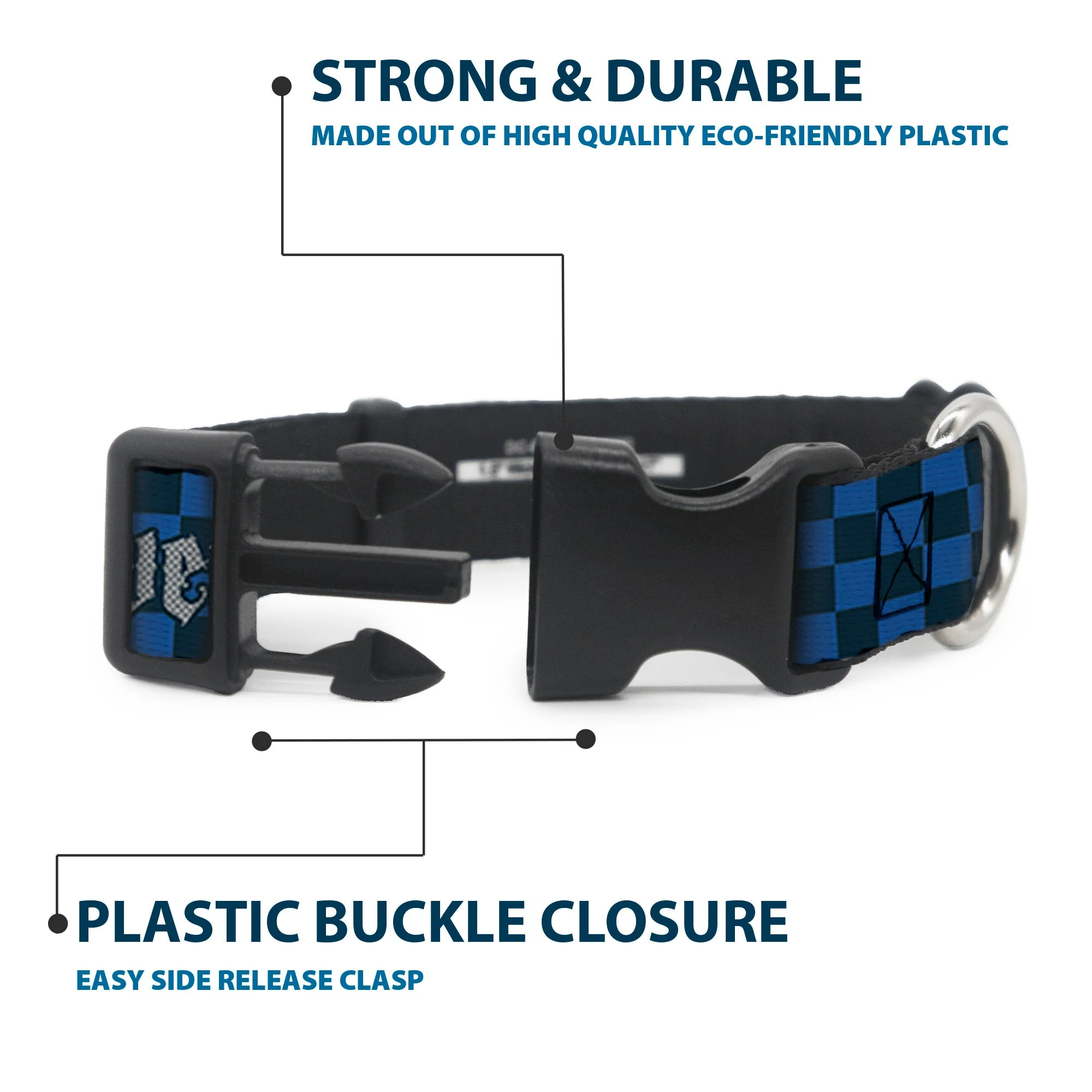 Plastic Clip Collar - Harry Potter RAVENCLAW Checker Blues/Grays - Image 4