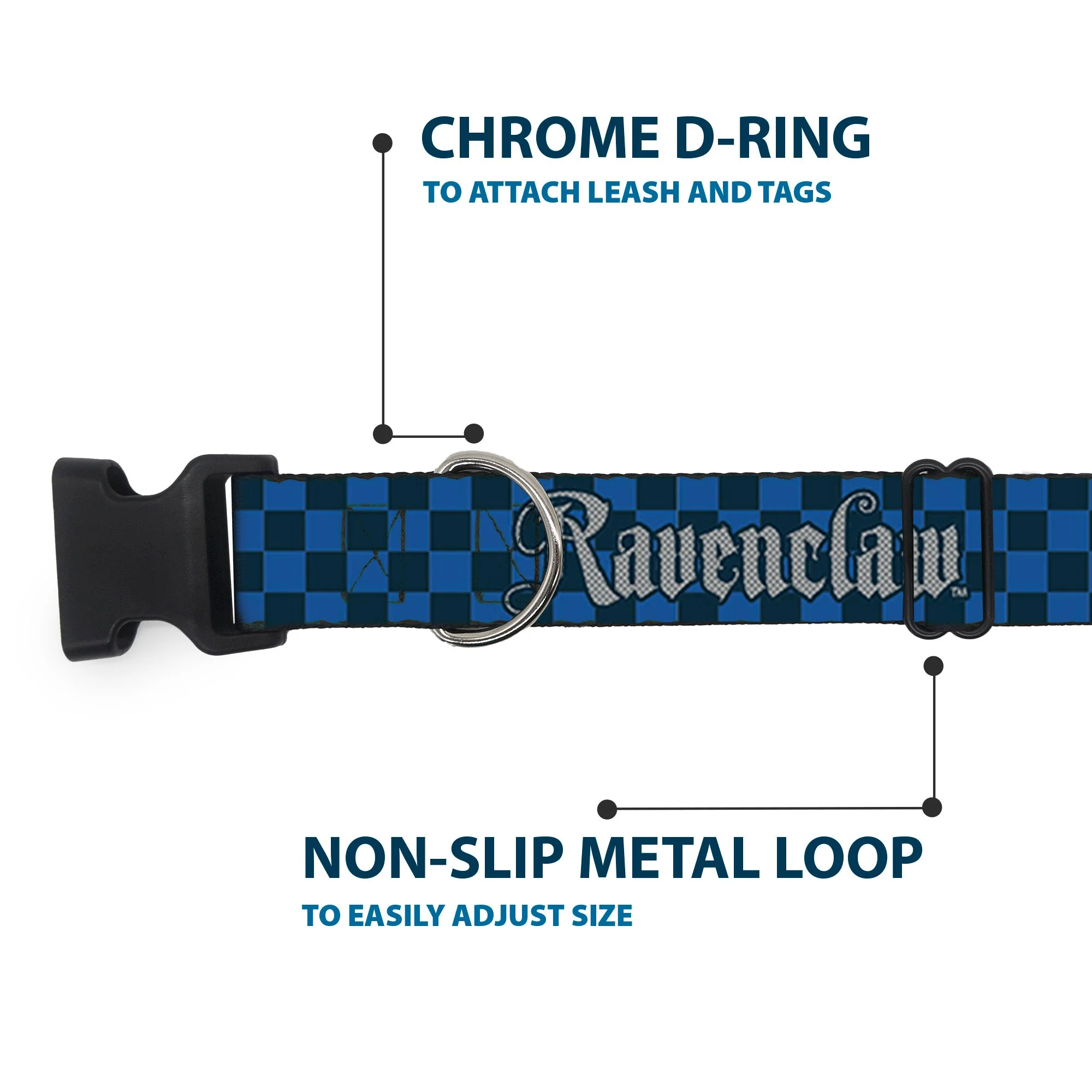 Plastic Clip Collar - Harry Potter RAVENCLAW Checker Blues/Grays - Image 5