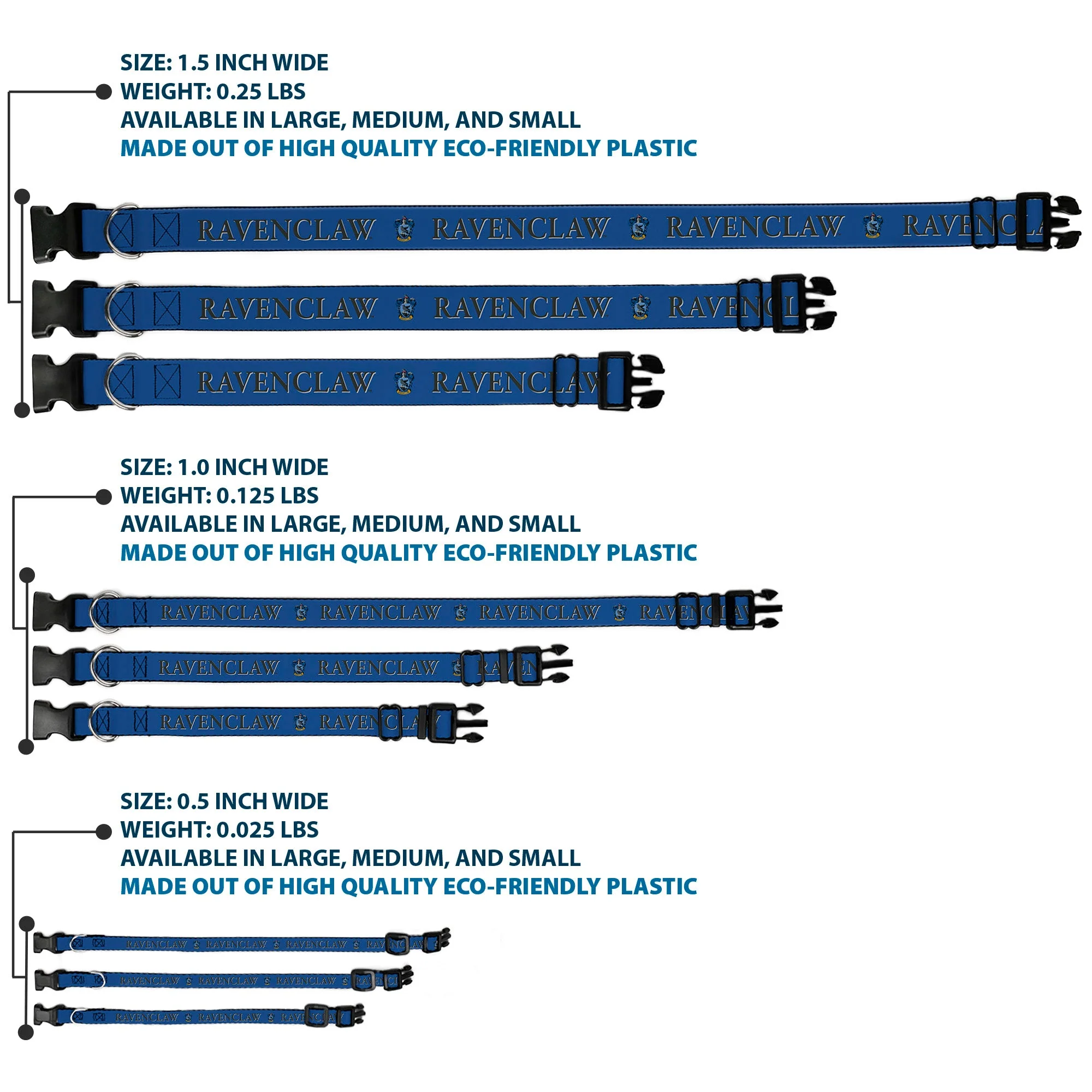 Plastic Clip Collar - Harry Potter RAVENCLAW & Crest Blue/Black - Image 3