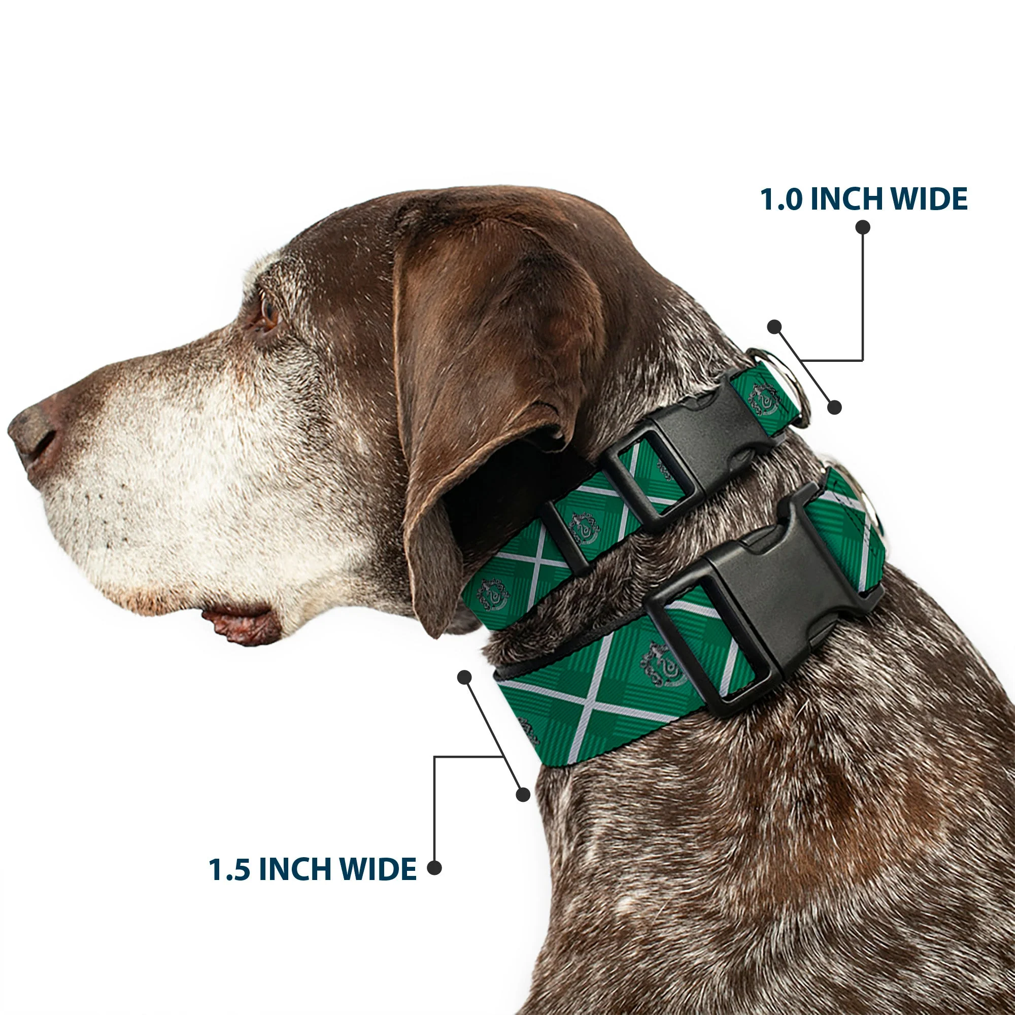 Plastic Clip Collar - Harry Potter Slytherin Crest Plaid Greens/Gray - Image 2