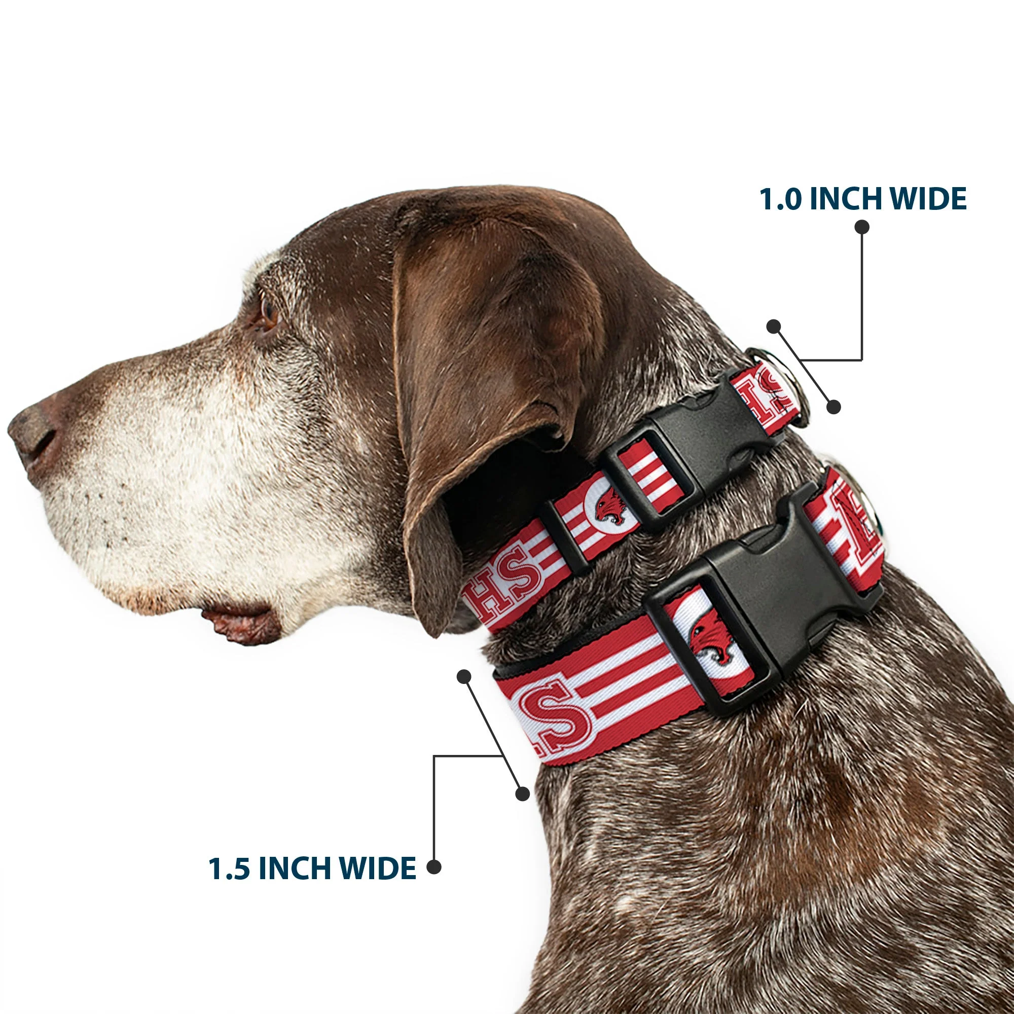 Plastic Clip Collar - High School Musical East High School EHS Wildcats Logo/Stripe White/Red - Image 2