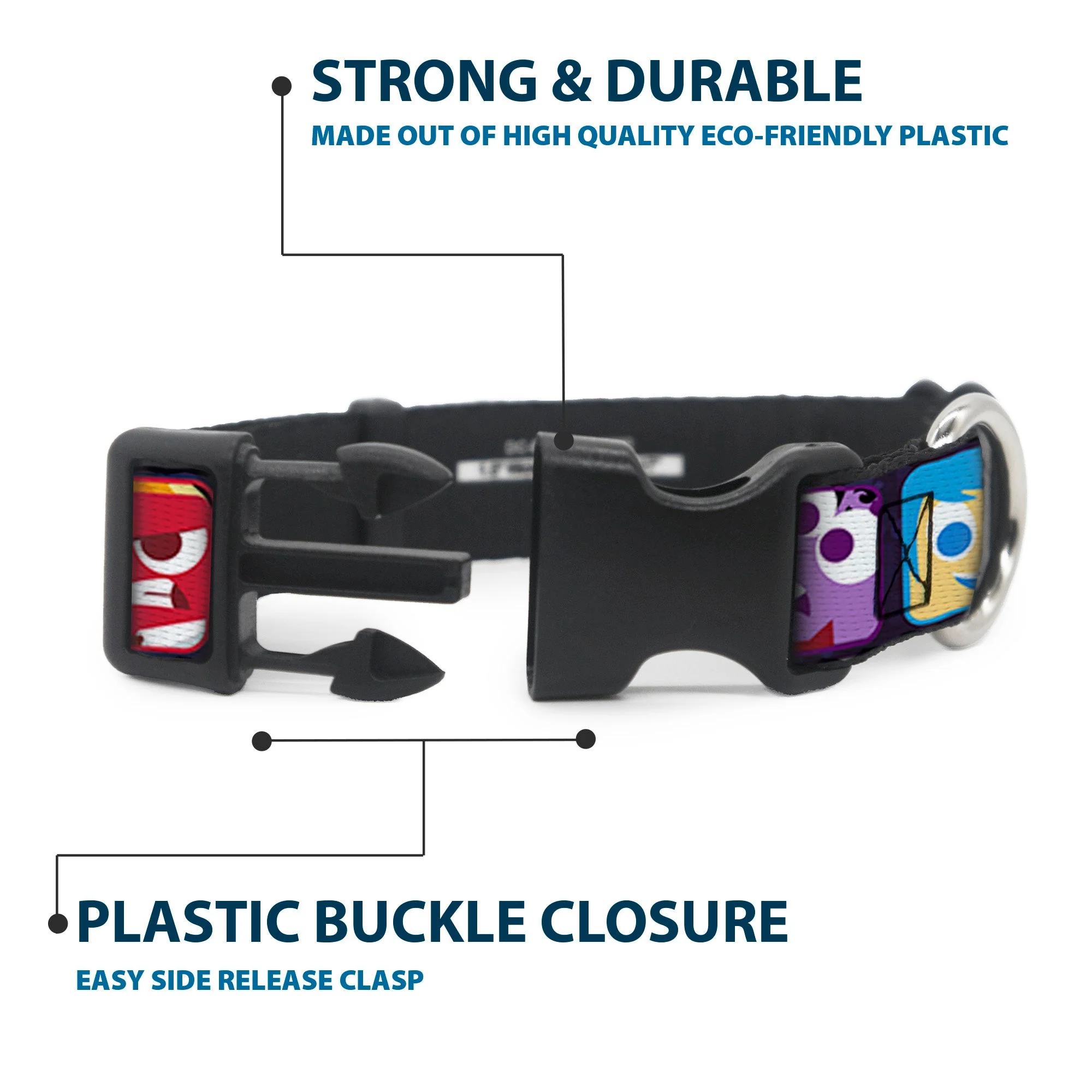 Plastic Clip Collar - Inside Out 6-Character Esxpression Blocks Purple/Multi Color - Image 4