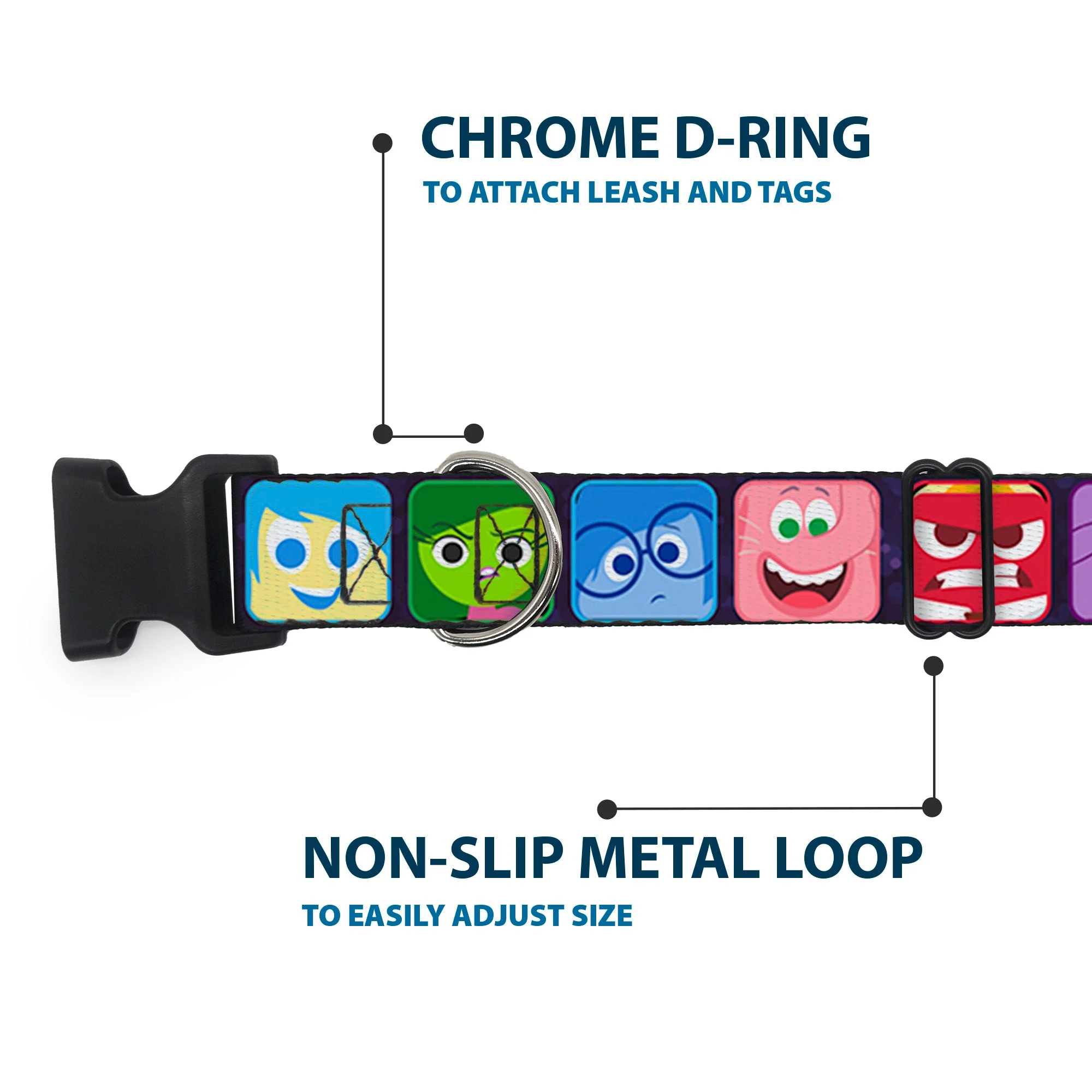 Plastic Clip Collar - Inside Out 6-Character Esxpression Blocks Purple/Multi Color - Image 5