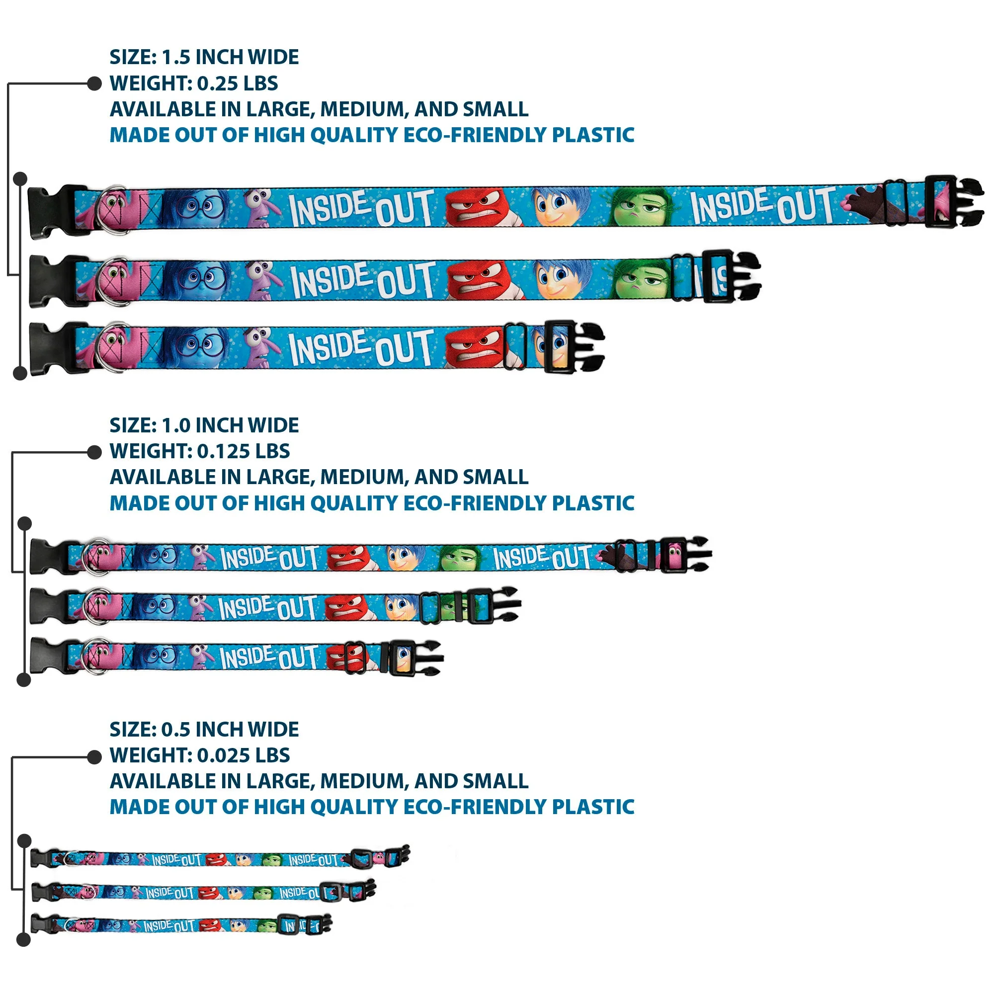 Plastic Clip Collar - INSIDE OUT 6-Character Pose Sparkle Blue/White - Image 3