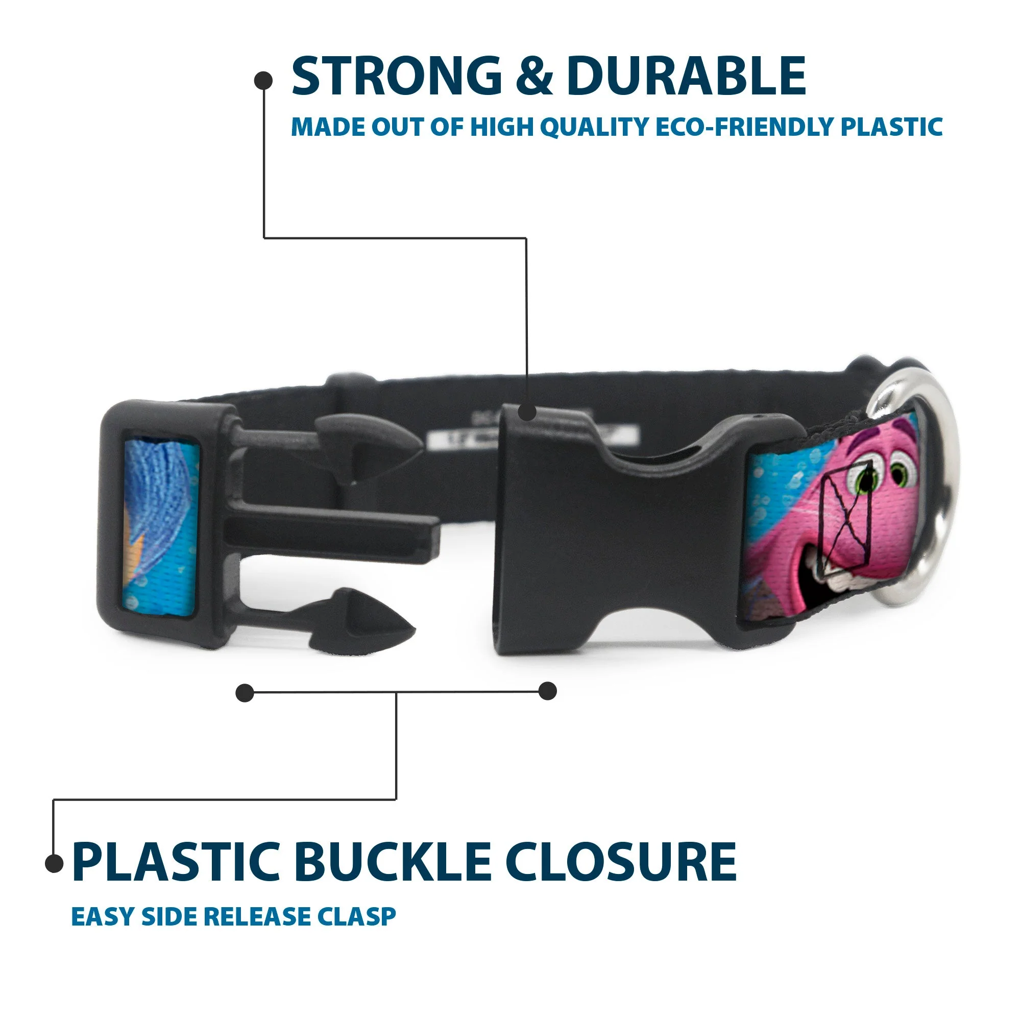 Plastic Clip Collar - INSIDE OUT 6-Character Pose Sparkle Blue/White - Image 4