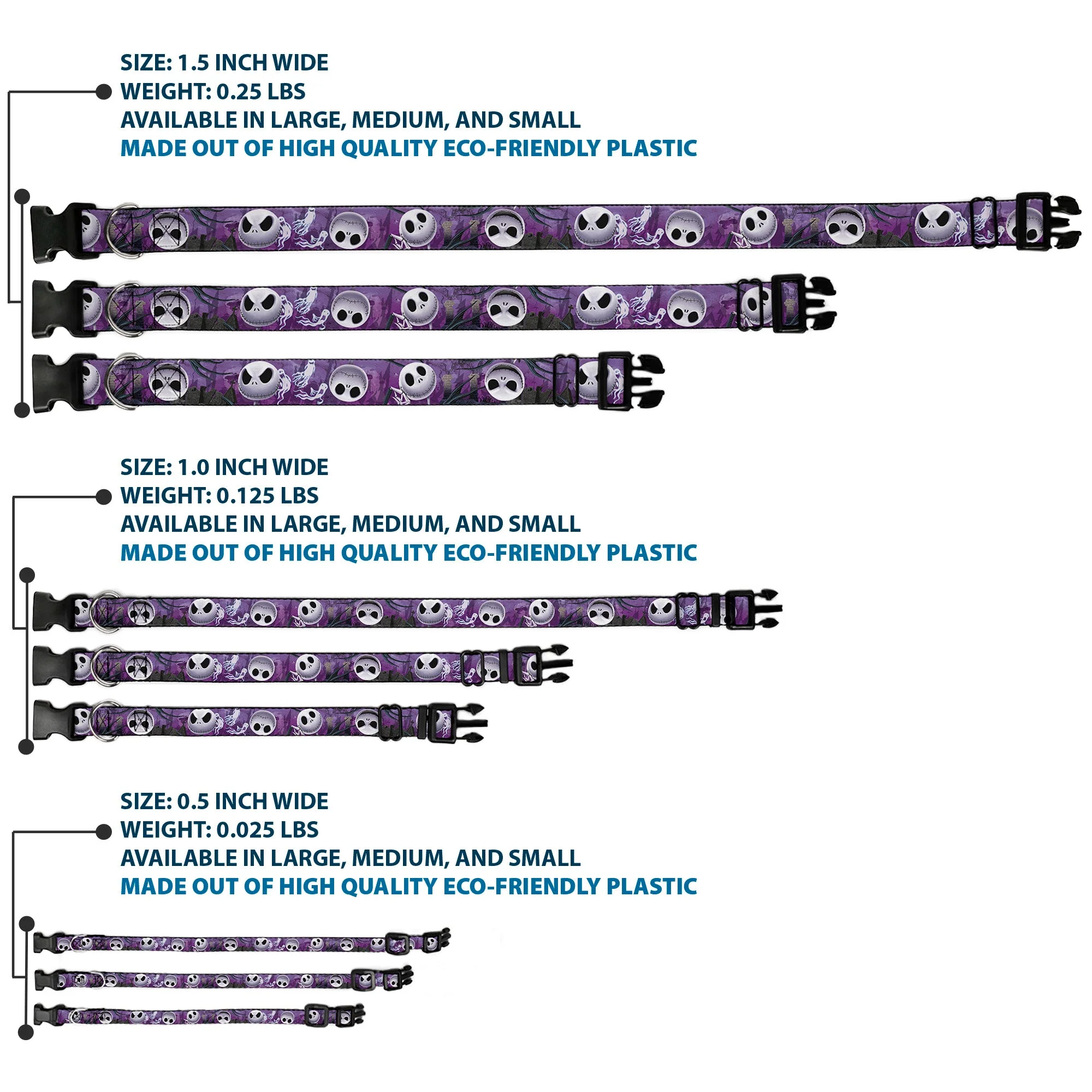 Plastic Clip Collar - Jack Expressions/Ghosts in Cemetery Purples/Grays/White - Image 3