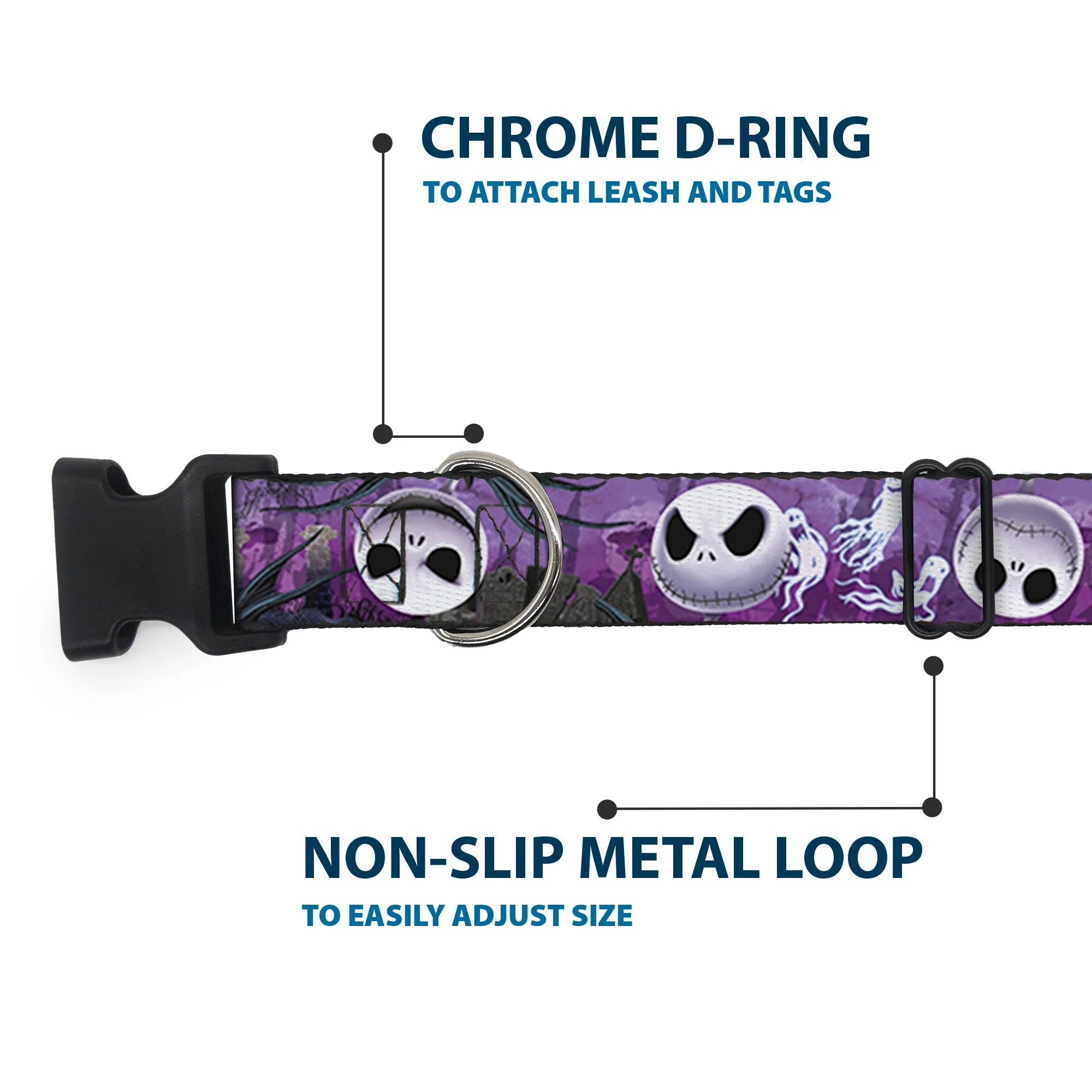 Plastic Clip Collar - Jack Expressions/Ghosts in Cemetery Purples/Grays/White - Image 5