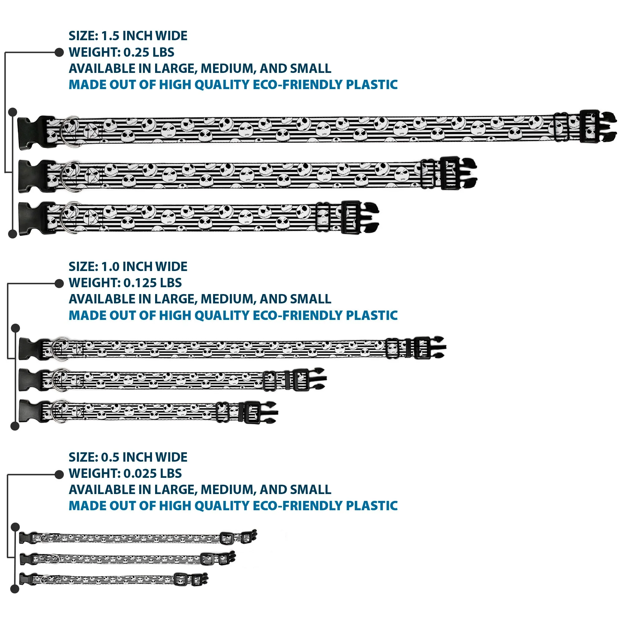 Plastic Clip Collar - Jack Expressions/Stripe White/Black - Image 3