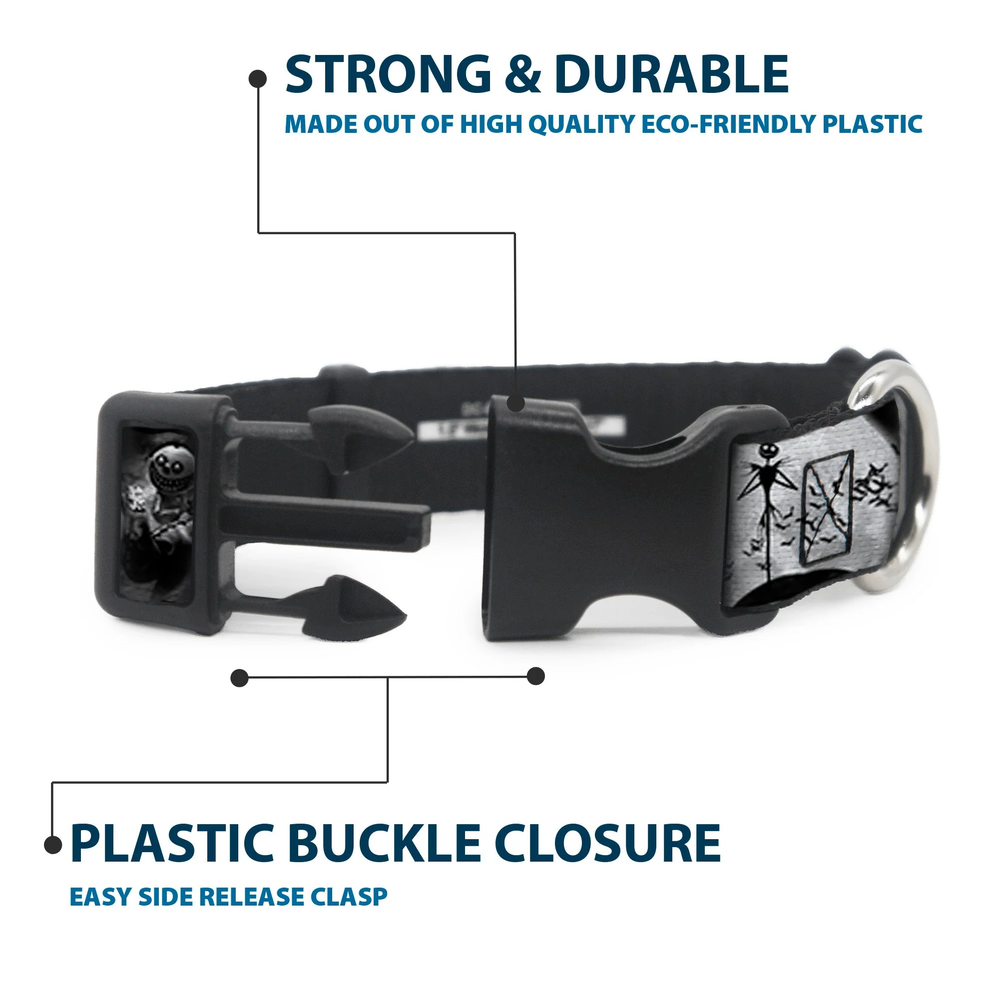 Plastic Clip Collar - Jack & Oogie Boogie Scenes Grays - Image 4