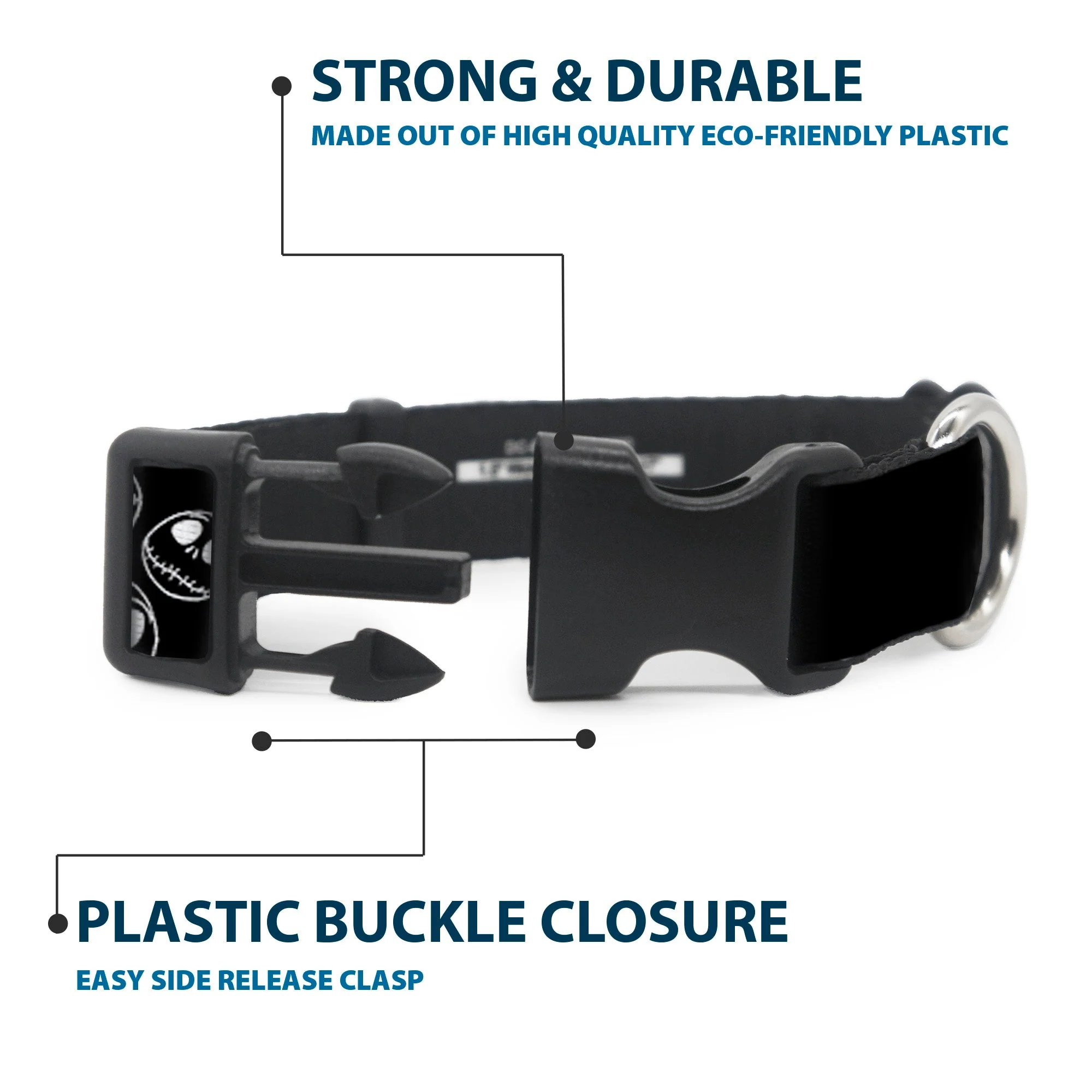 Plastic Clip Collar - Jack Outline Expressions Scattered Black/White - Image 4