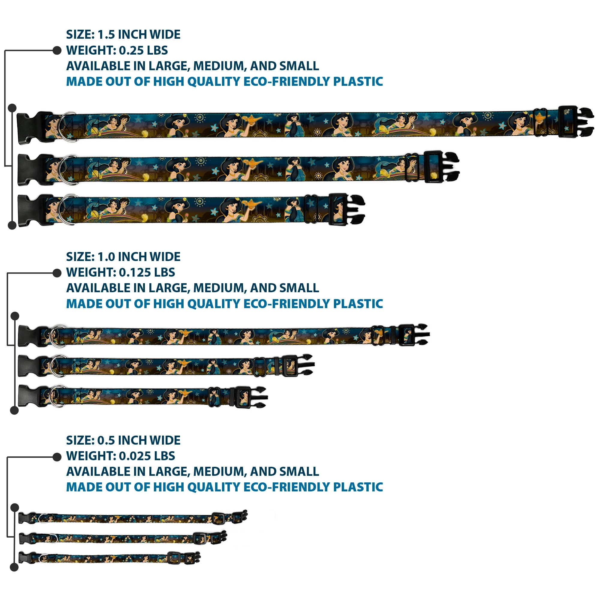 Plastic Clip Collar - Jasmine & Aladdin Carpet Ride/Jasmine Poses/Flowers - Image 3