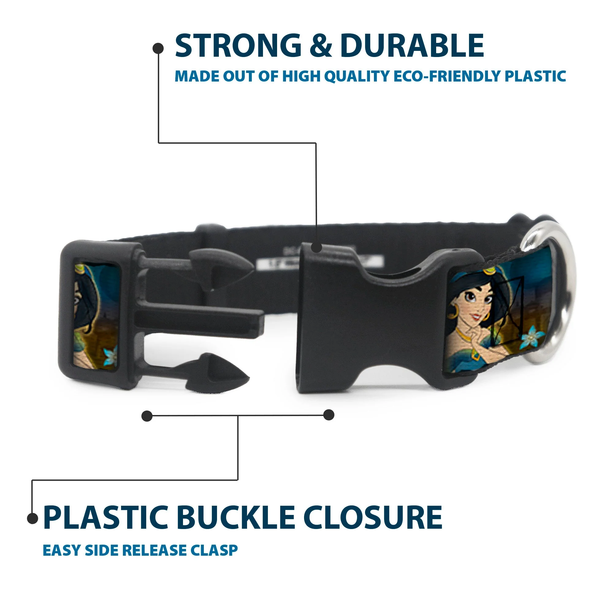 Plastic Clip Collar - Jasmine & Aladdin Carpet Ride/Jasmine Poses/Flowers - Image 4