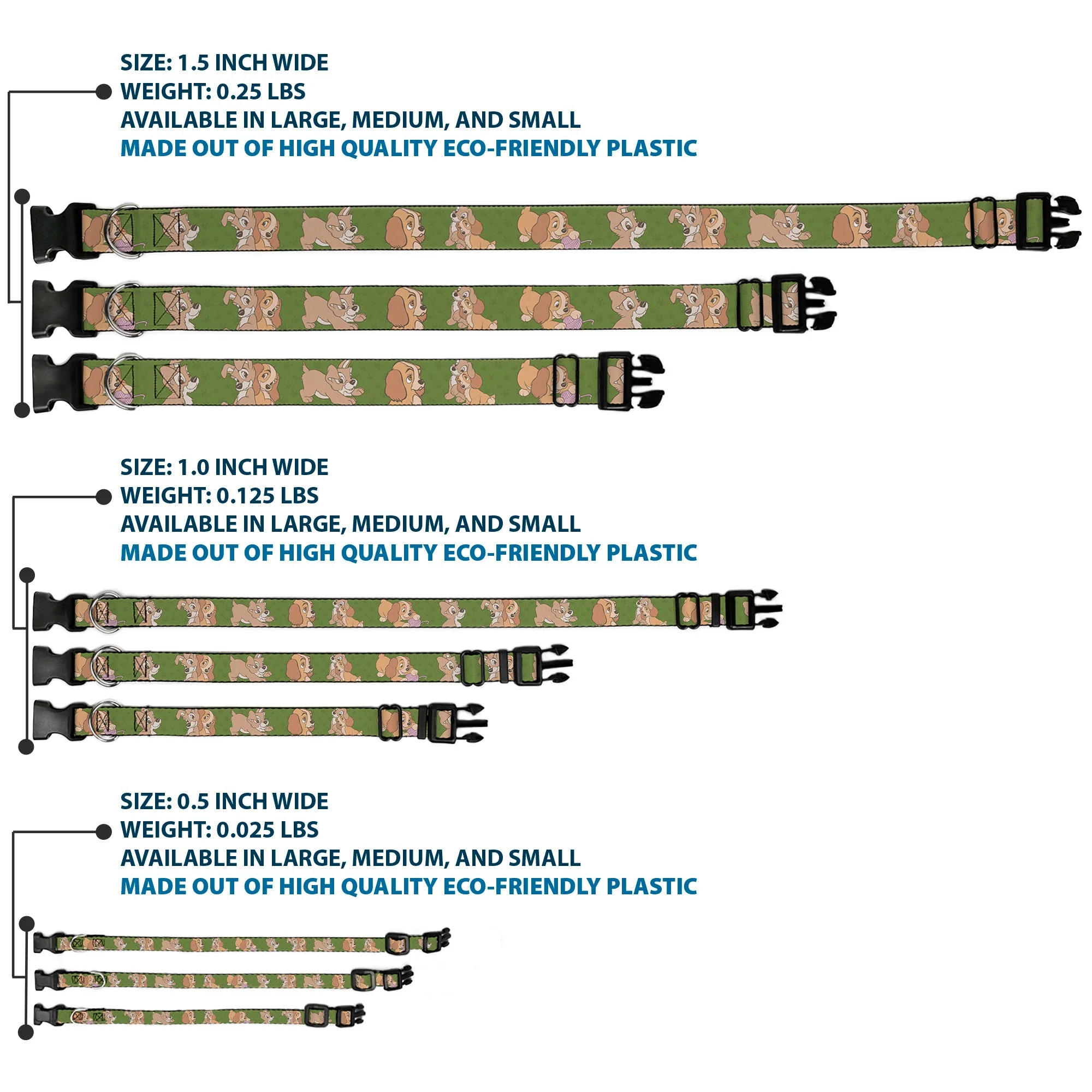 Plastic Clip Collar - Lady and Tramp 6-Poses Olive Green - Image 3
