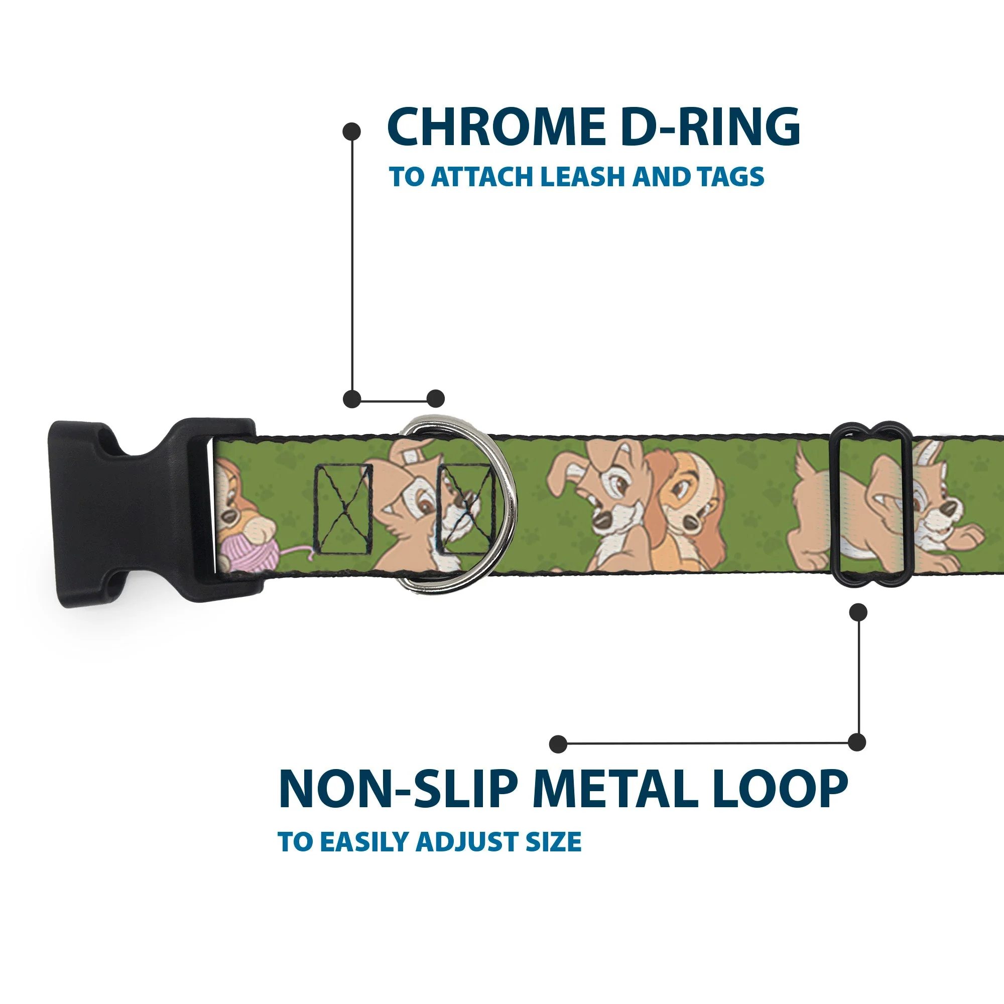 Plastic Clip Collar - Lady and Tramp 6-Poses Olive Green - Image 5