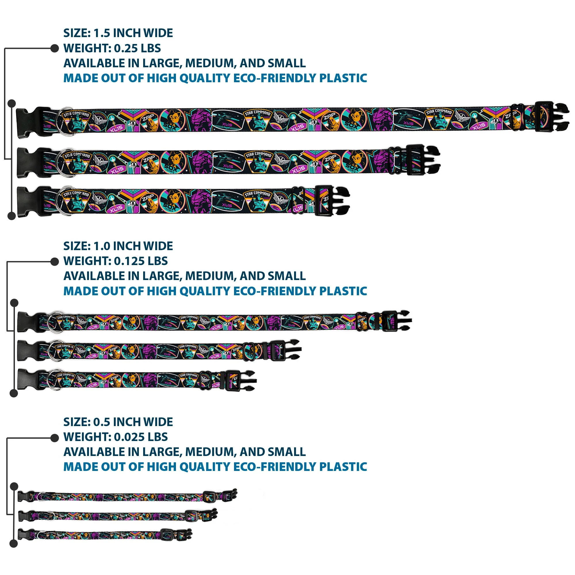 Plastic Clip Collar - Lightyear Mission Patches Collage Black/Multi Color - Image 3