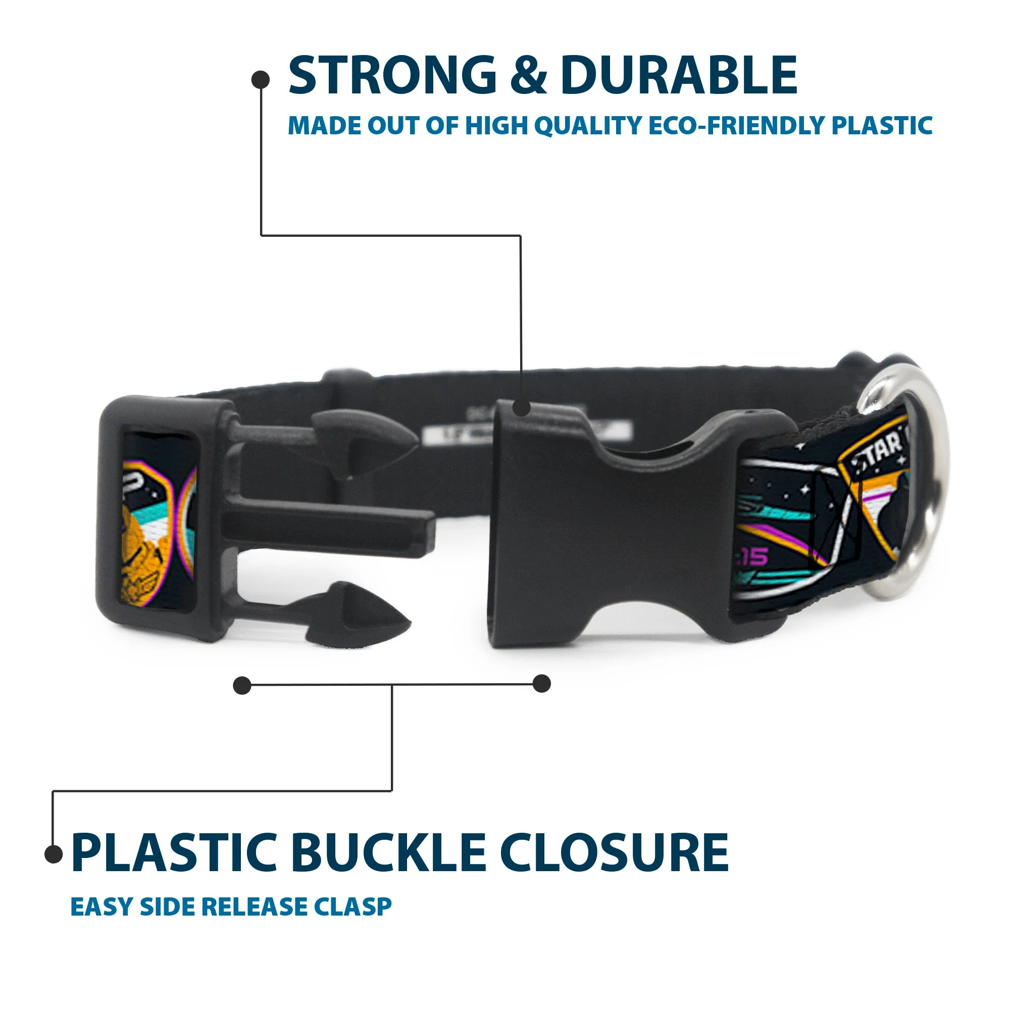Plastic Clip Collar - Lightyear Mission Patches Collage Black/Multi Color - Image 4